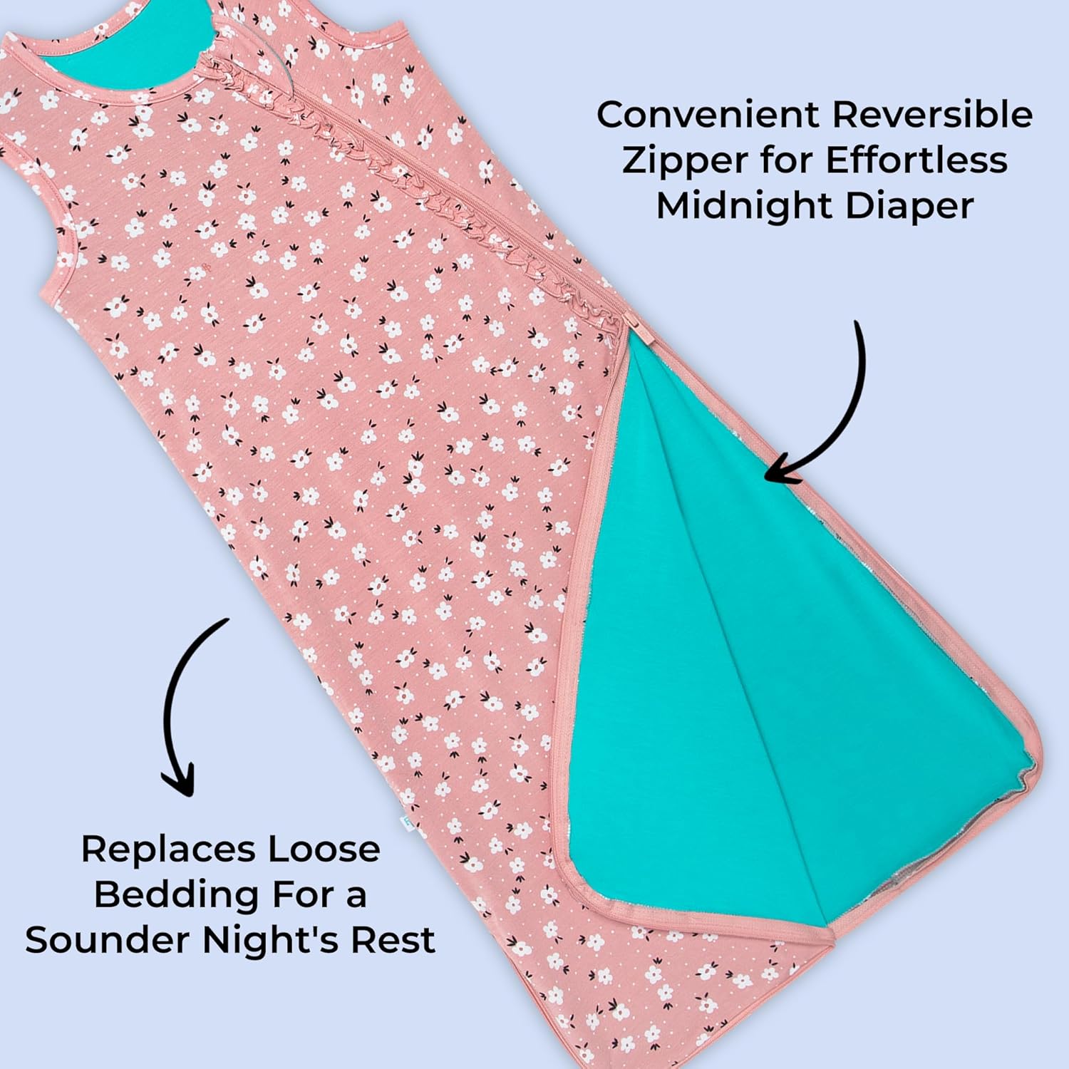 Posh Peanut Baby Wearable Blanket – Newborn Sleeveless Ruffled Sleep Bag – Viscose from Bamboo Infant Wear – 1 TOG
