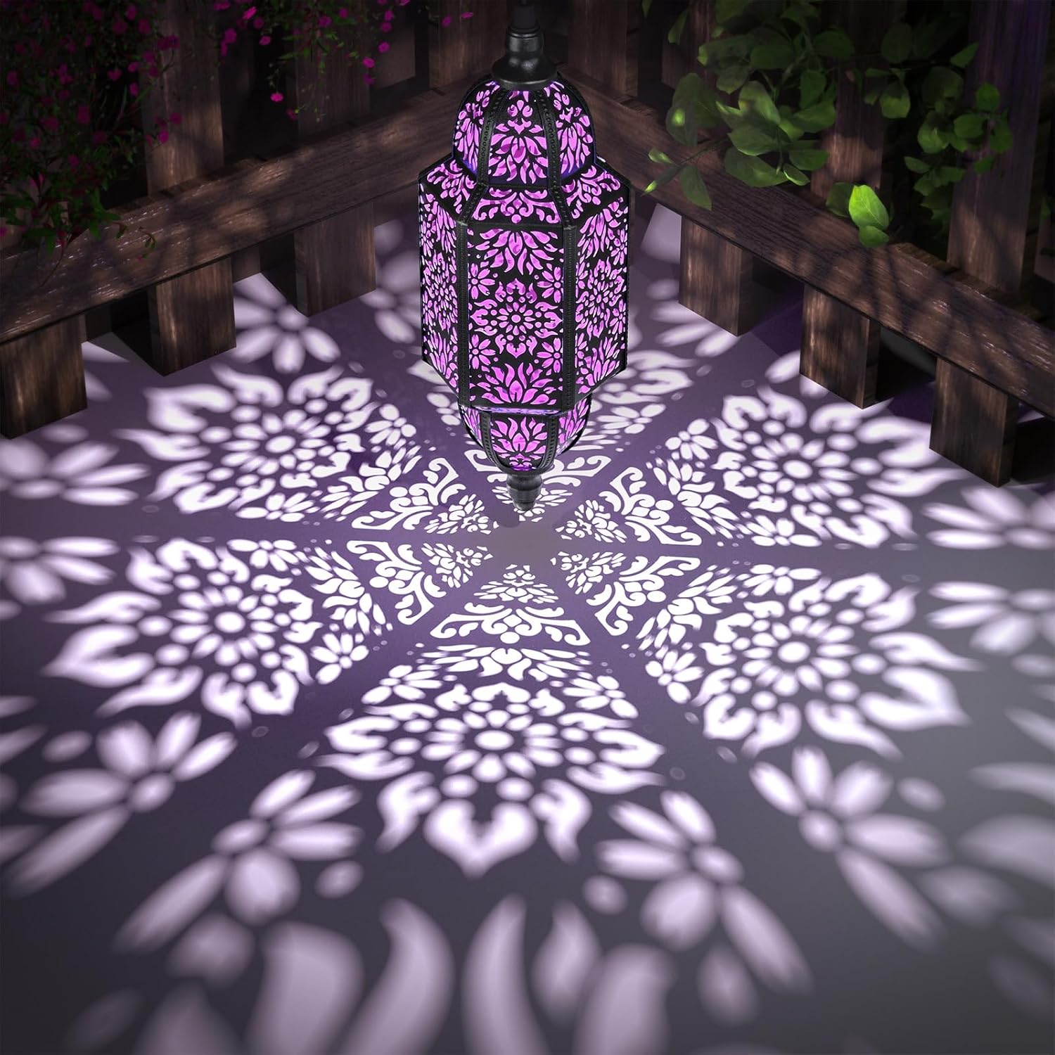 Paquete de 2 luces solares colgantes para jardín, farol solar decorativo para exteriores, impermeables, de metal, marroquí, decoraciones al aire