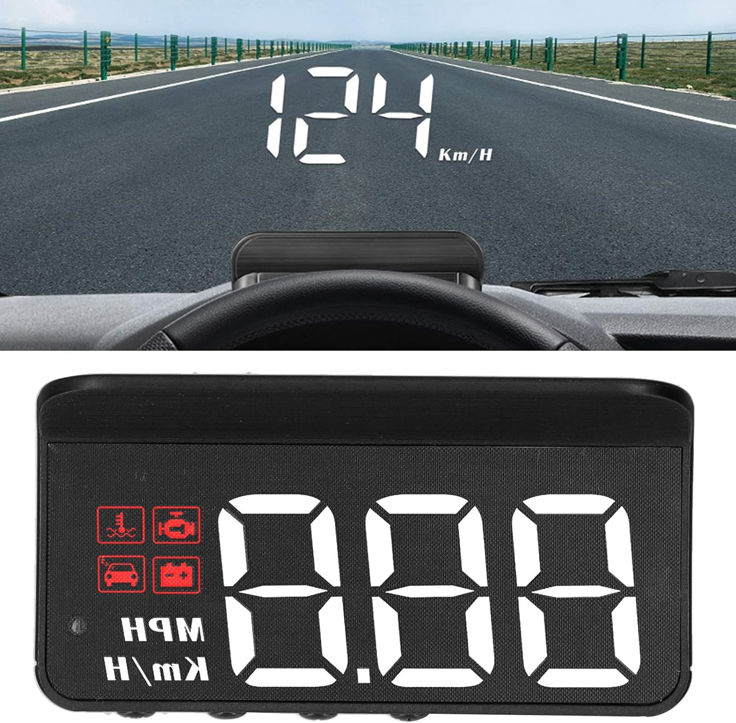 OBD2 HUD – Pantalla de cabeza hacia arriba, pantalla de velocímetro HUD para automóvil, proyector de parabrisas, medidor multifunción, alarma de