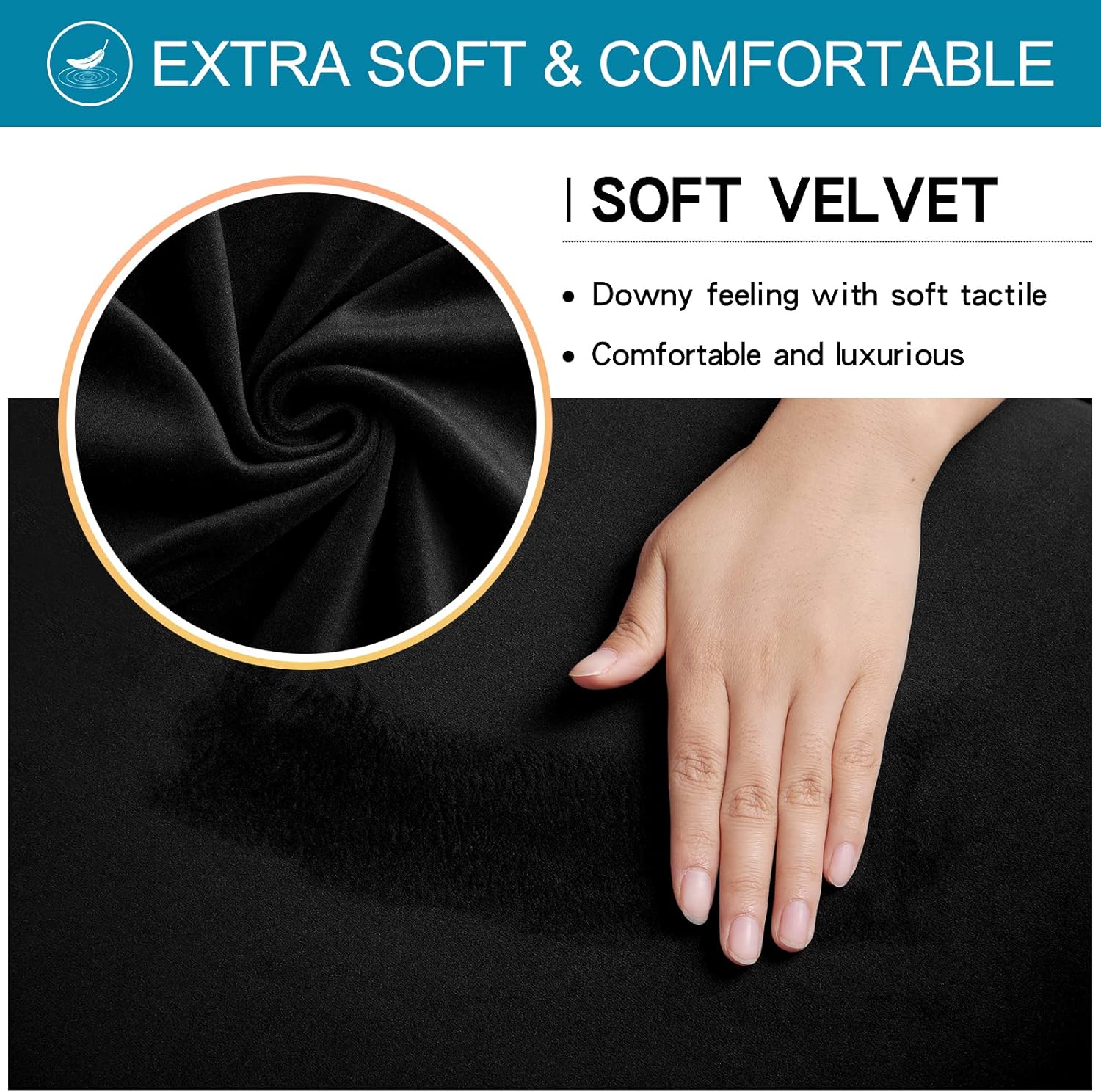 smiry – Fundas para sillas de comedor de terciopelo elástico y suave, extraíbles, Terciopelo, Negro