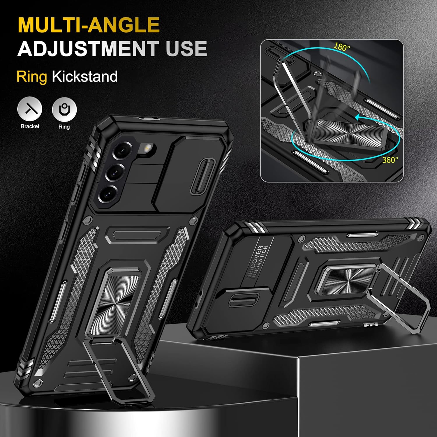 Asuwish Funda de teléfono para Samsung Galaxy S23 FE 5G con protector de pantalla de vidrio templado y cubierta para cámara deslizante, soporte