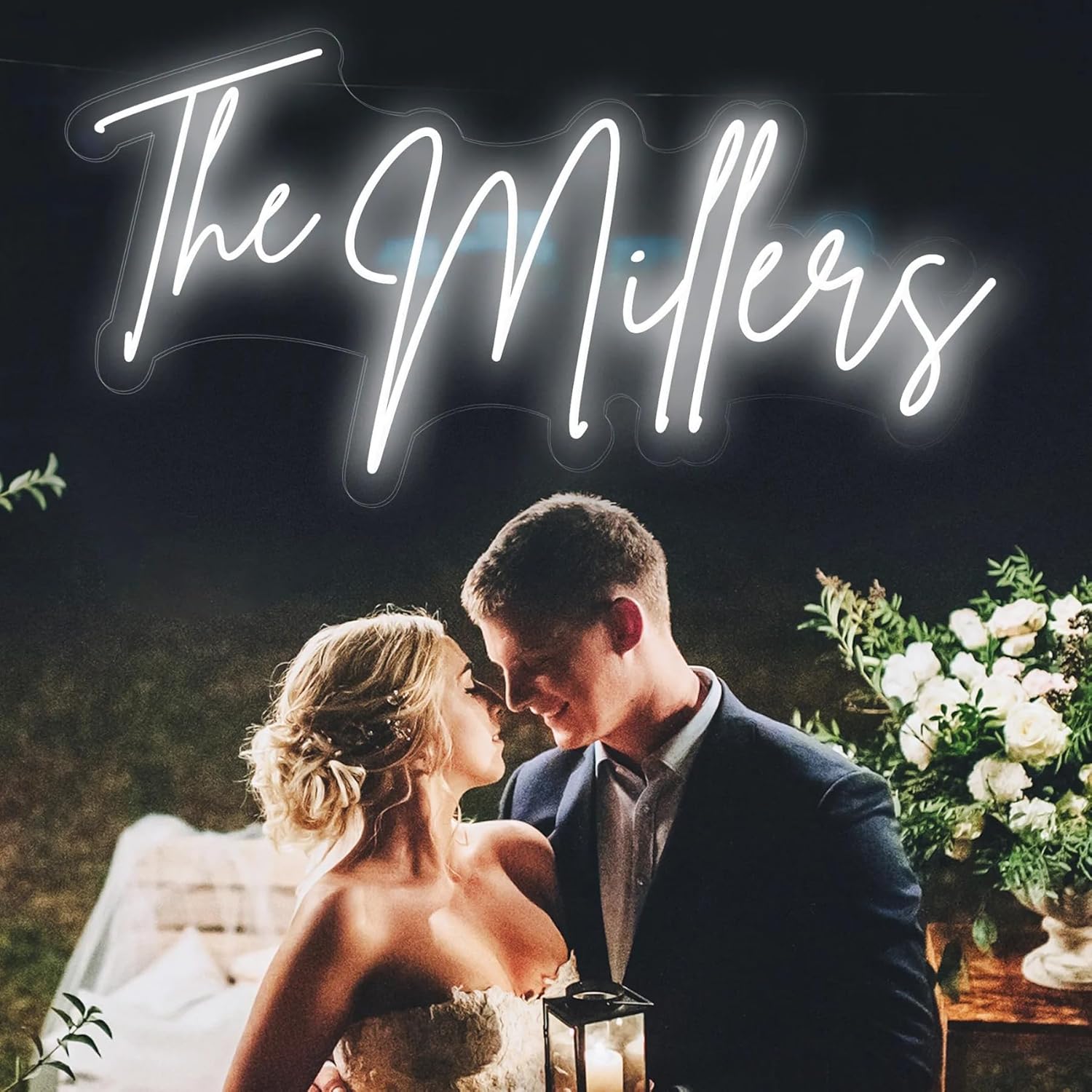 NEONIP Letreros de neón personalizados para boda, letrero con luz LED, luces de neón personalizables con nombre de familia para boda, hogar, telón