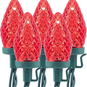 Brightown C9 – Tira de luces LED de Navidad, 33 pies, 50 luces LED impermeables de fresa, cadena de luces de alambre verde extensible para Brightown C9 – Tira de luces LED de Navidad, 33 pies, 50 luces LED impermeables de fresa, cadena de luces de alambre verde extensible para
