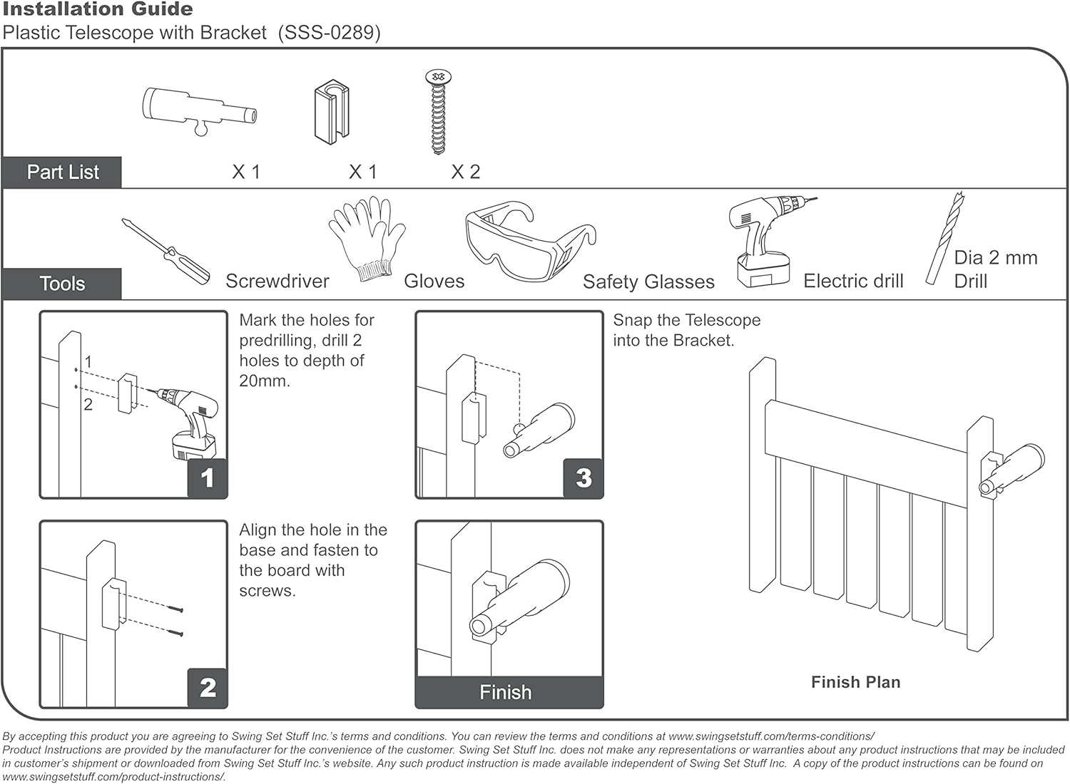 Swing Set Stuff Inc. Kit combinado monocular con adhesivo SSS Logo Azul