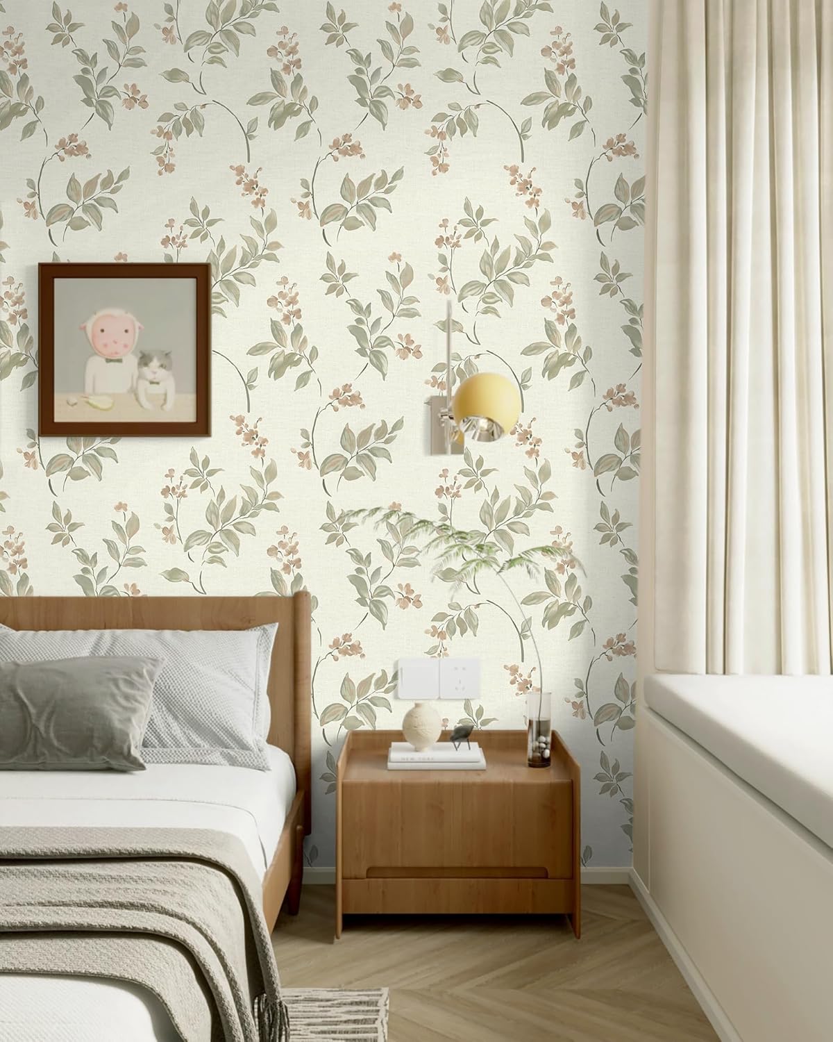 Vinjiasin Papel tapiz autoadhesivo de 16.1 x 197 pulgadas, papel de contacto removible con hojas de flores vintage, papel de pared para muebles de