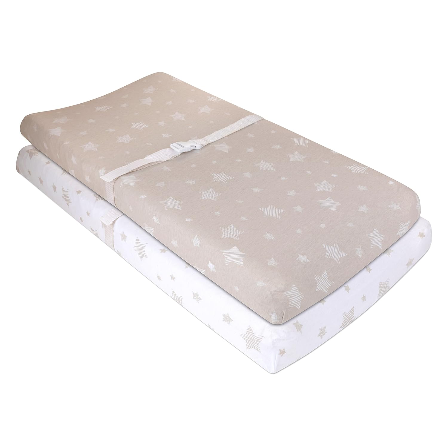 Ely’s & Co. Ely’s & Co. – Juego de sábanas para cambiador, 2 unidades, 100% algodón jersey para bebé niña y bebé, diseño de estrella dibujada en