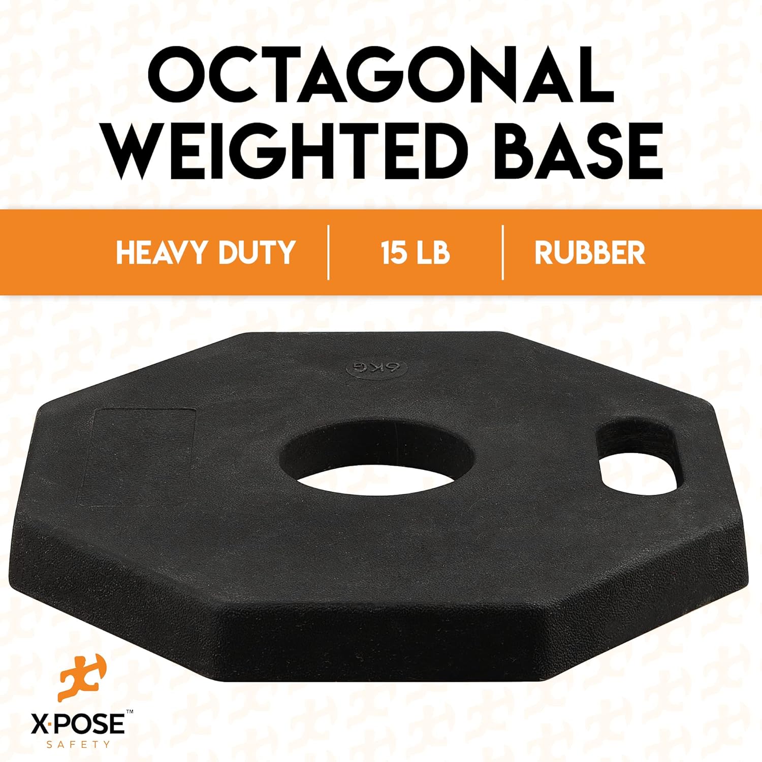 Poste delineador de 44 pulgadas con base, paquete de 3, puntal de tráfico naranja con banda reflectante de 10 pulgadas, base de goma octogonal de 13