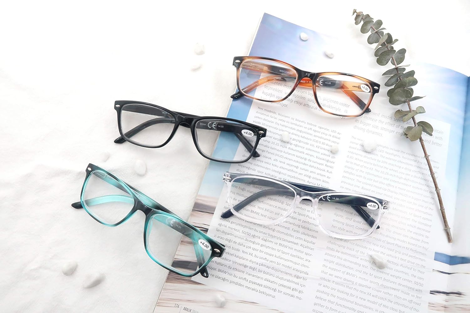 Reading Glasses Women Men Readers 4-Pack,Small Square Glasses for Reading with Flexible Comfortable Spring Hinge