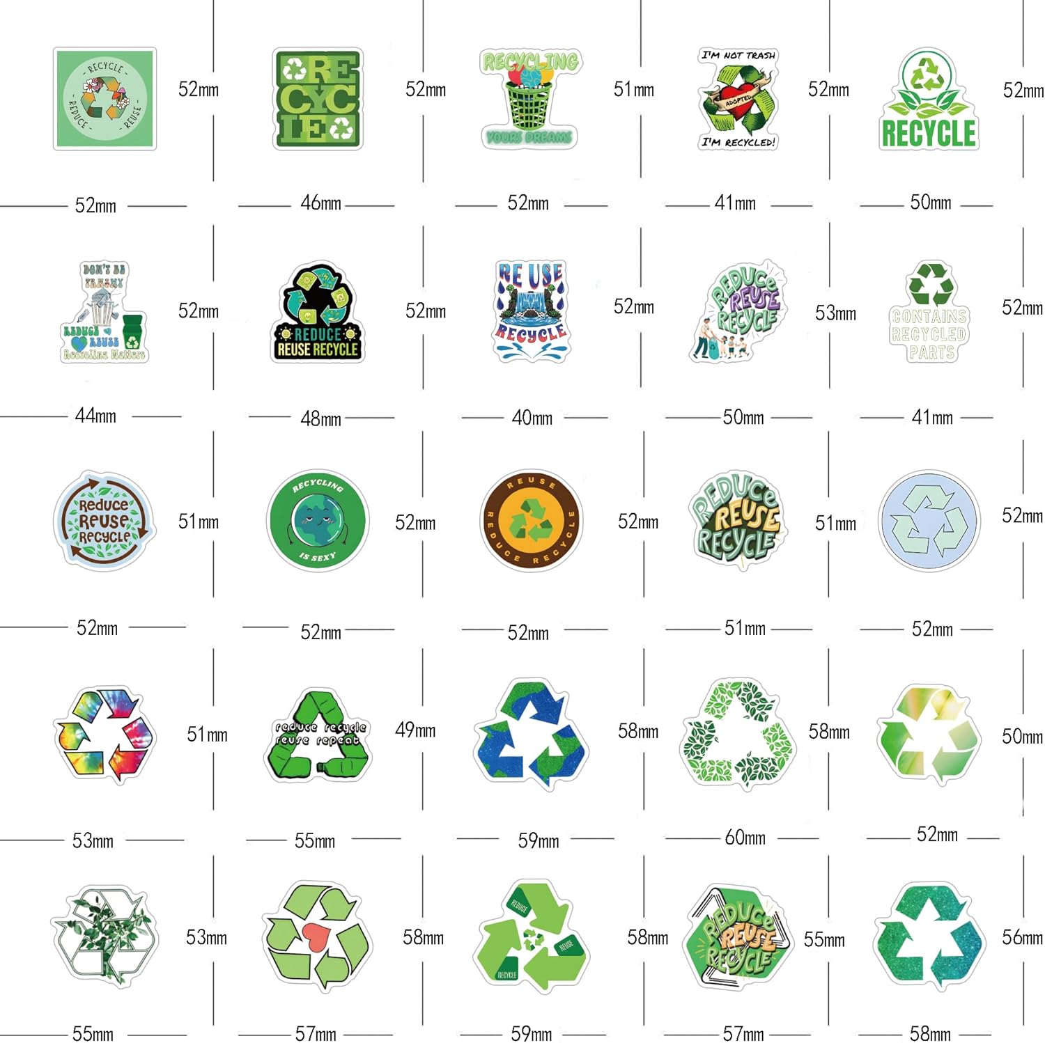 109 calcomanías de reciclaje de grafiti estética, vinilo impermeable para niños, niñas, adolescentes, adultos, para botellas de agua, laptop,