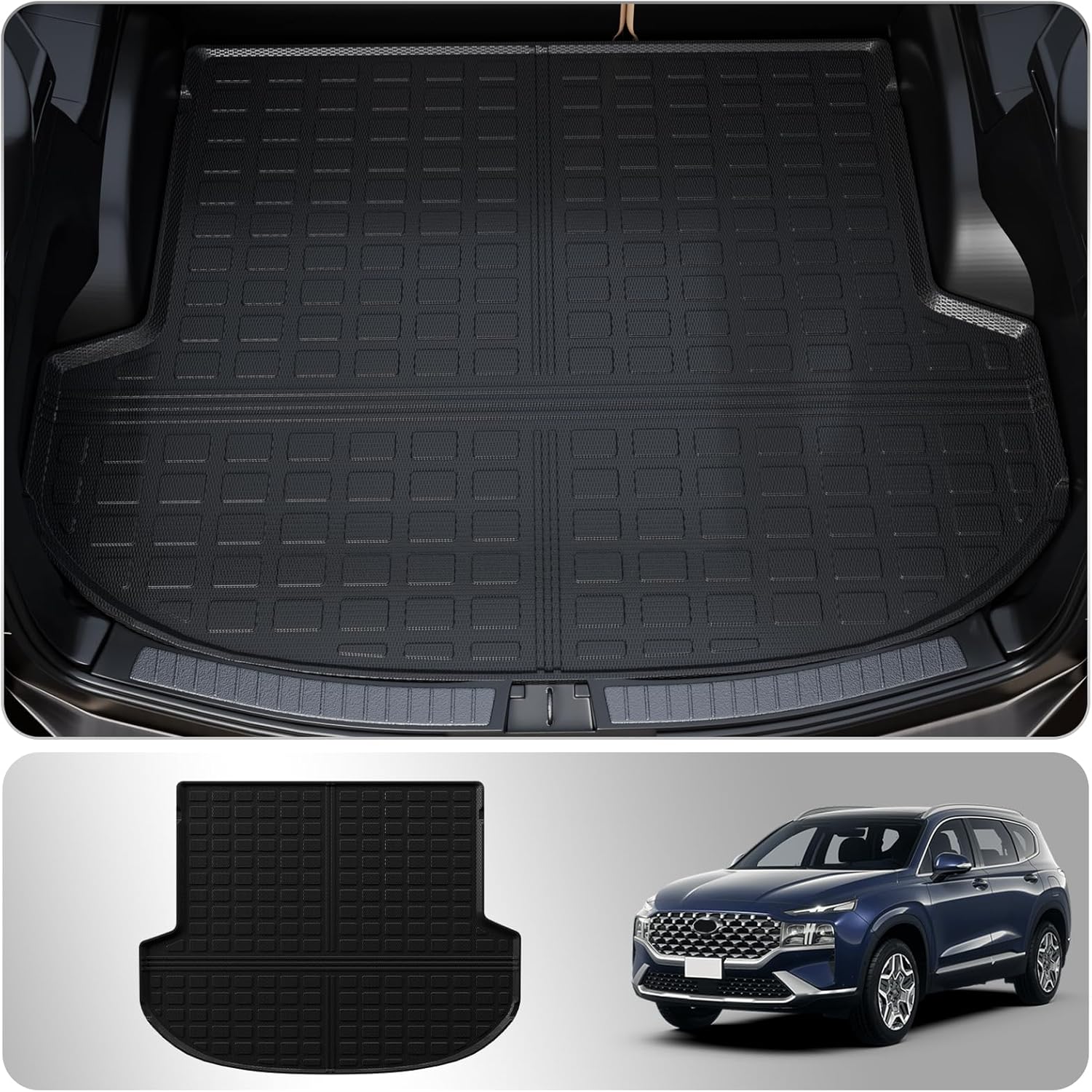 Tapete de carga compatible con Hyundai Santa Fe 5 asientos 2021-2023, tapete de carga para maletero, TPE para todo tipo de clima, accesorios de