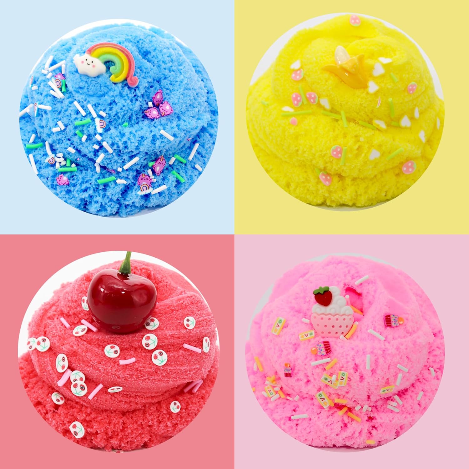 Cloud Slime Kit de 7 unidades, no pegajoso y súper suave, juguete perfumado para aliviar el estrés, limo arcoíris para niños y niñas