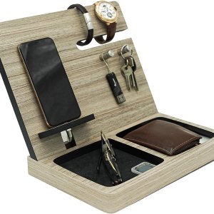 Namore Regalo para hombres, marido, aniversario, cumpleaños, soporte de madera para teléfono, organizador de oficina y mesita de noche, reloj, Namore Regalo para hombres, marido, aniversario, cumpleaños, soporte de madera para teléfono, organizador de oficina y mesita de noche, reloj,