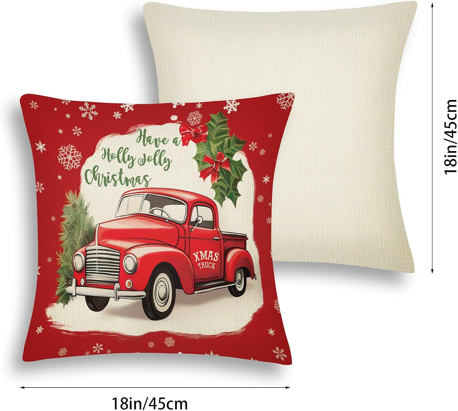 Juego de 4 fundas de almohada de Navidad de 18 x 18 pulgadas, decoración navideña de cuadros rojos, fundas de almohada de Navidad para Navidad,