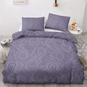 Funda de edredón de cachemira morada, tamaño California King, juego de ropa de cama floral, 3 piezas, funda de edredón con patrón de microfibra Funda de edredón de cachemira morada, tamaño California King, juego de ropa de cama floral, 3 piezas, funda de edredón con patrón de microfibra