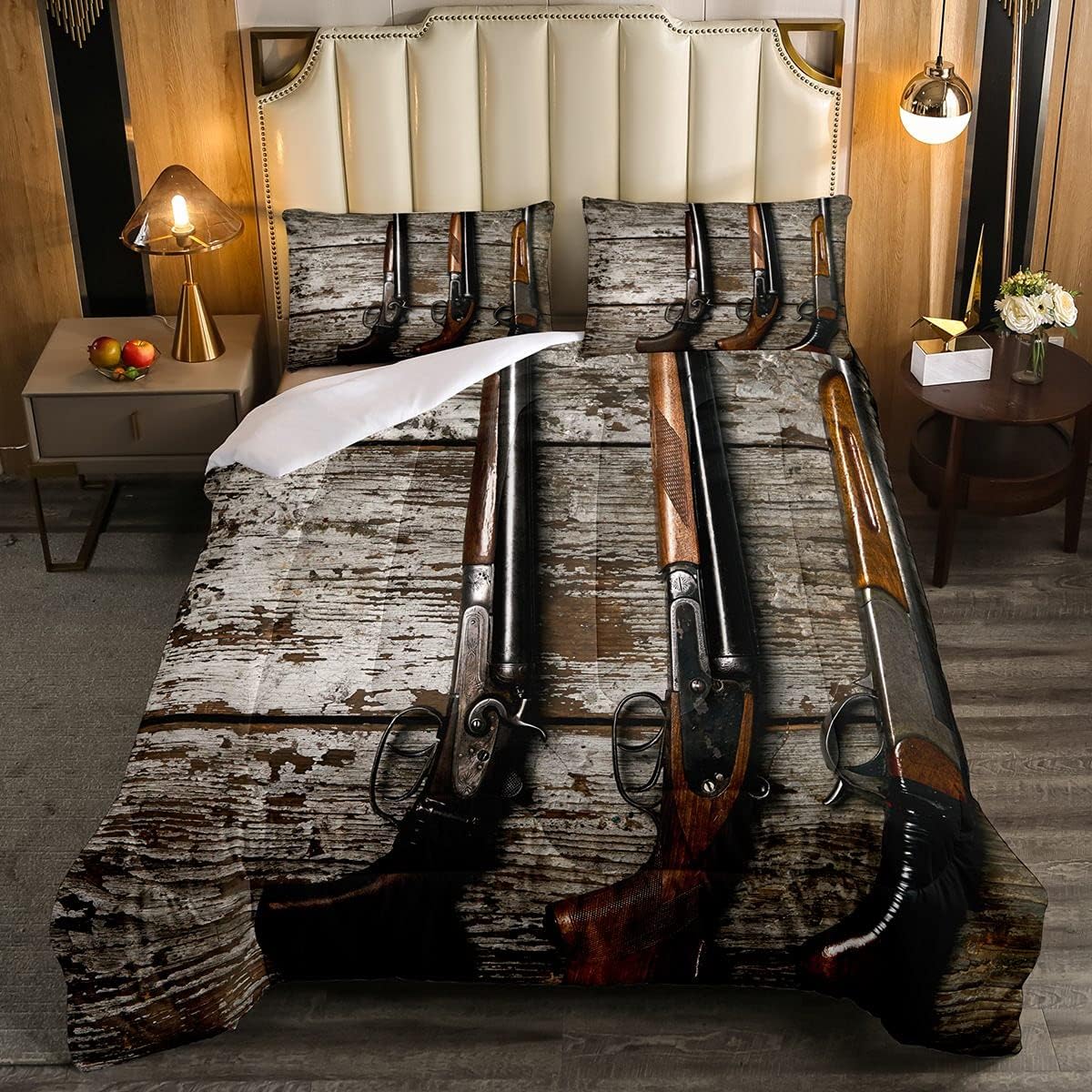 Erosebridal Edredón de plumón de pistola, juego de ropa de cama con temática militar para niños, adolescentes y hombres, juego de edredón retro de