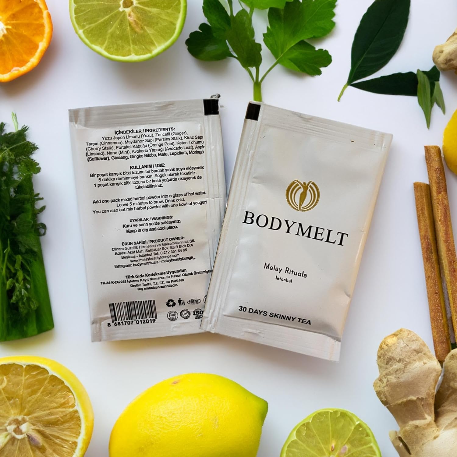 BODYMELT 30 Days Detox Tea Powder Form  Fórmula de té de hierbas  Té en polvo de 30 bolsitas  0.14 oz  15 mezclas de hierbas y potenciador de