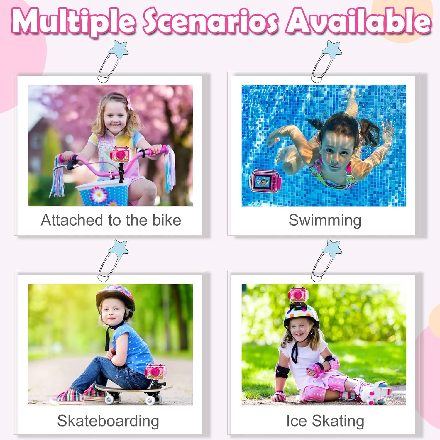 GKTZ Cámara para niños, 1080P HD digital impermeable para niños, cámara deportiva subacuática para exteriores con tarjeta SD de 32 GB, juguetes de
