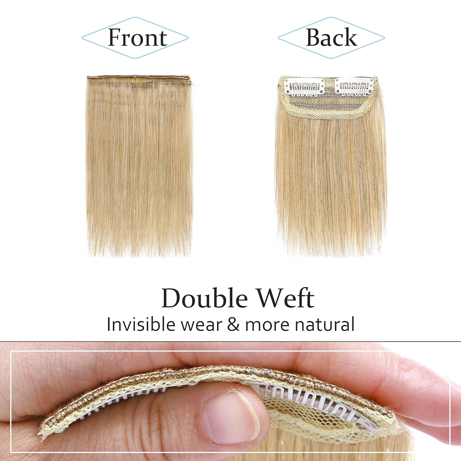 SEGO Extensiones de cabello corto con broches, 4 pulgadas, 100% cabello humano para mujer, con cabello delgado que añade volumen, 1 unidad, 0.28 oz