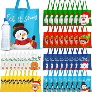 Clysee 48 bolsas grandes de Navidad a granel, bolsas de regalo de Navidad no tejidas con asas, bolsas de compras de comestibles de Navidad, bolsas Clysee 48 bolsas grandes de Navidad a granel, bolsas de regalo de Navidad no tejidas con asas, bolsas de compras de comestibles de Navidad, bolsas
