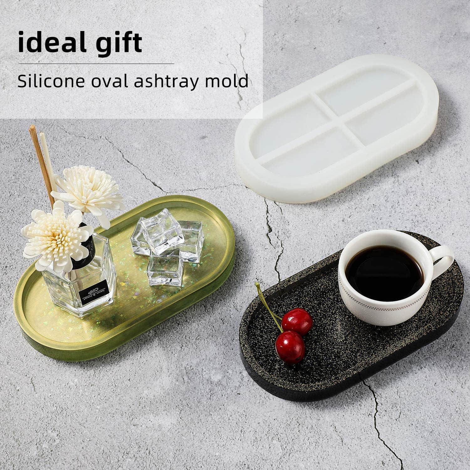 Molde de resina de silicona para bandeja de bricolaje, molde de fundición de resina epoxi ovalada, herramientas para hacer joyas artesanales, molde