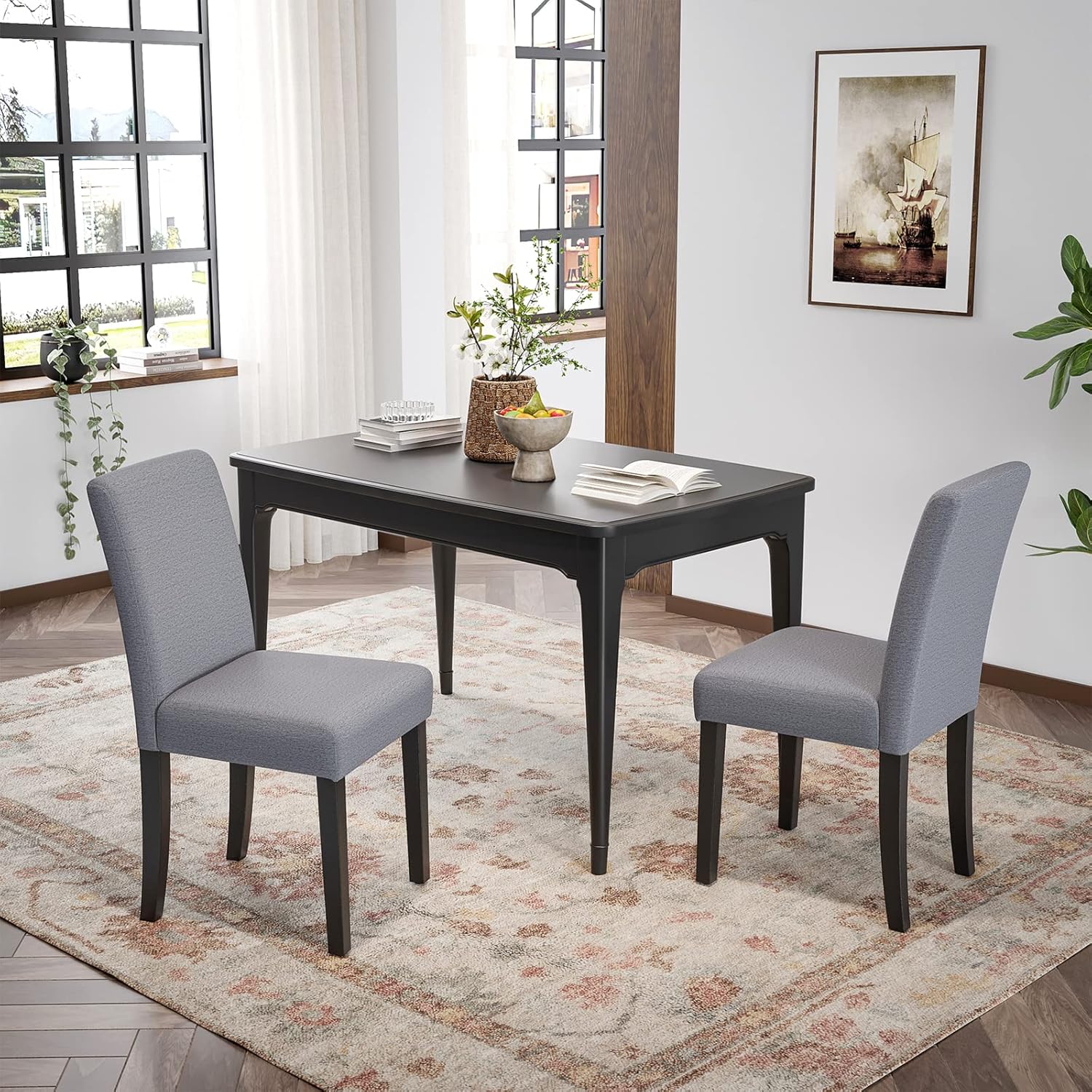 Farini Parsons – Sillas de comedor, sillas de mesa de cocina de tela sin brazos, sillas Parson, sillas de cocina tapizadas, juego de 2, sillas de