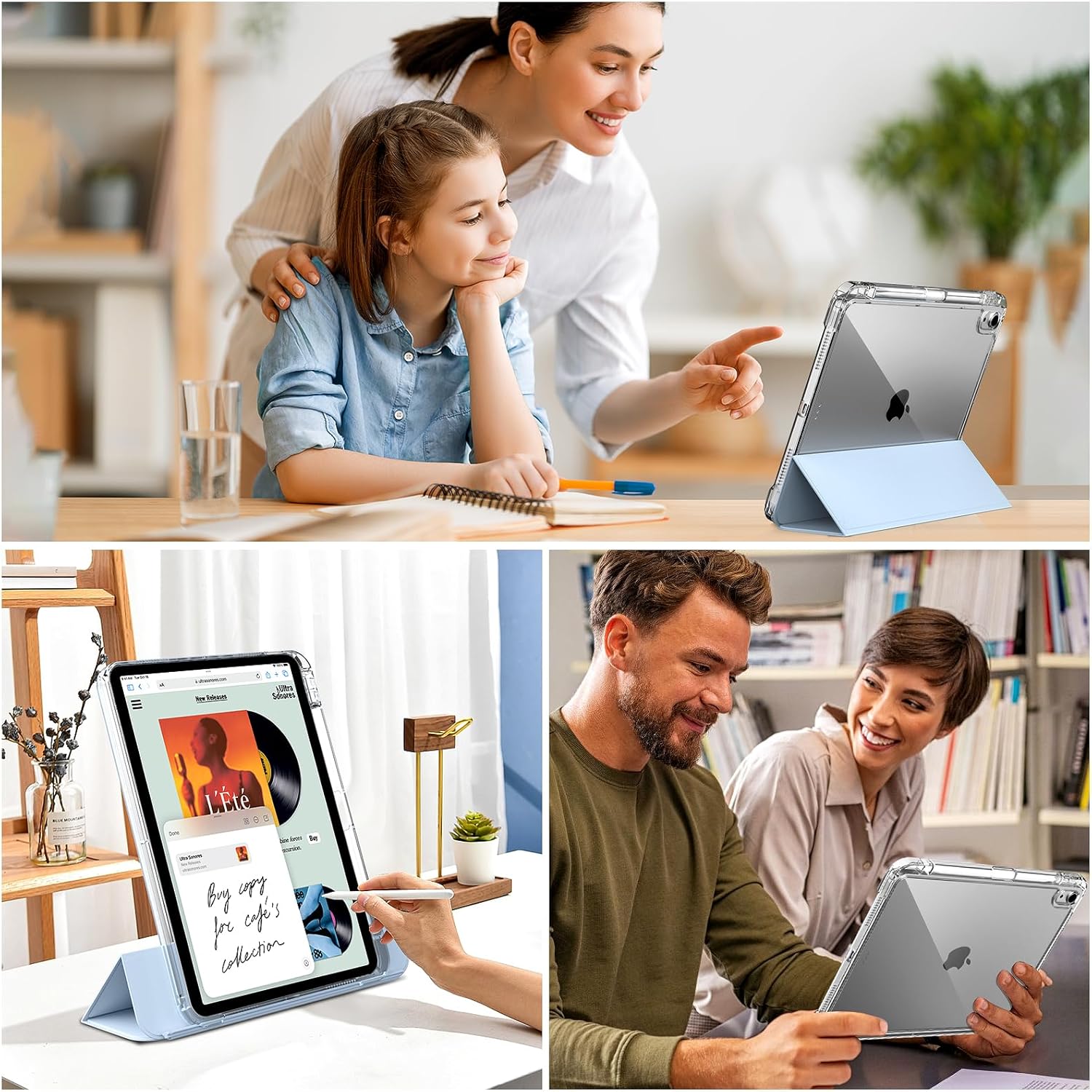 kenke Funda híbrida para iPad Air de 11 pulgadas (M2) 2024, iPad Air de 54 generación 20222020 de 10.9 pulgadas con soporte para lápices, funda