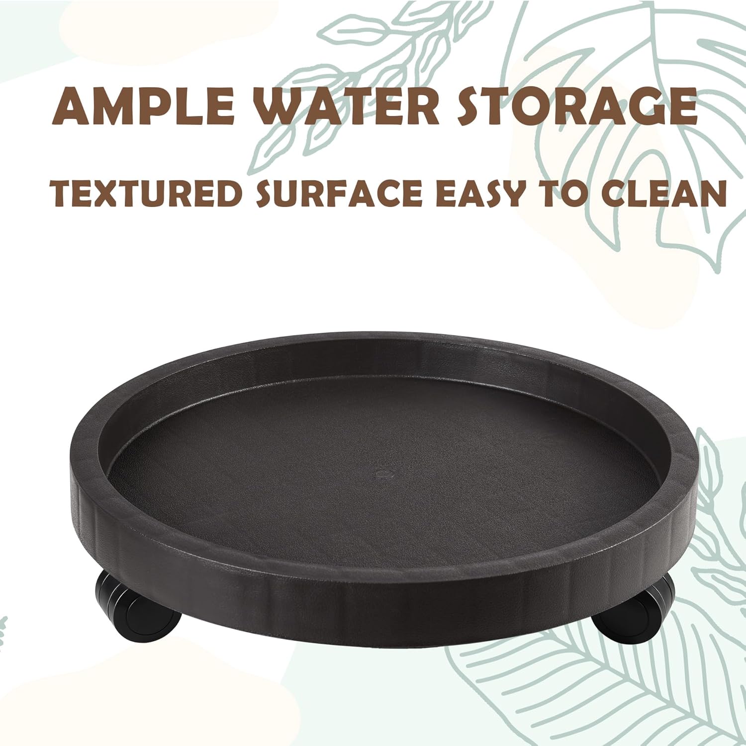 Organizador de macetas de 9.8 pulgadas con ruedas, soporte de ruedas resistente para plantas en maceta, bandeja de base redonda con ruedas, soporte