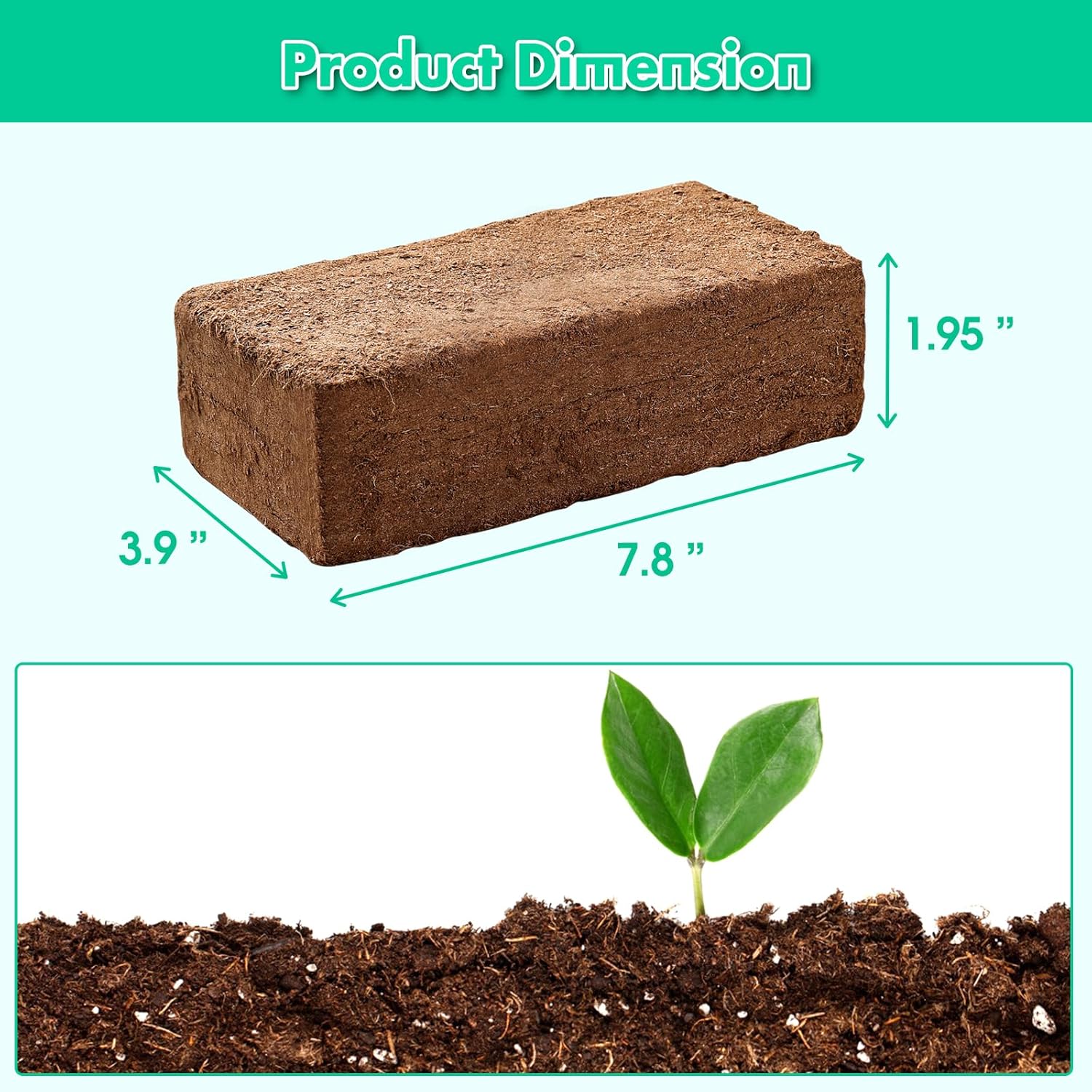 4 piezas de ladrillo de coco comprimido, ladrillo de turba de coco comprimido natural, sustrato de fibra de coco con bajo EC y equilibrio de pH para