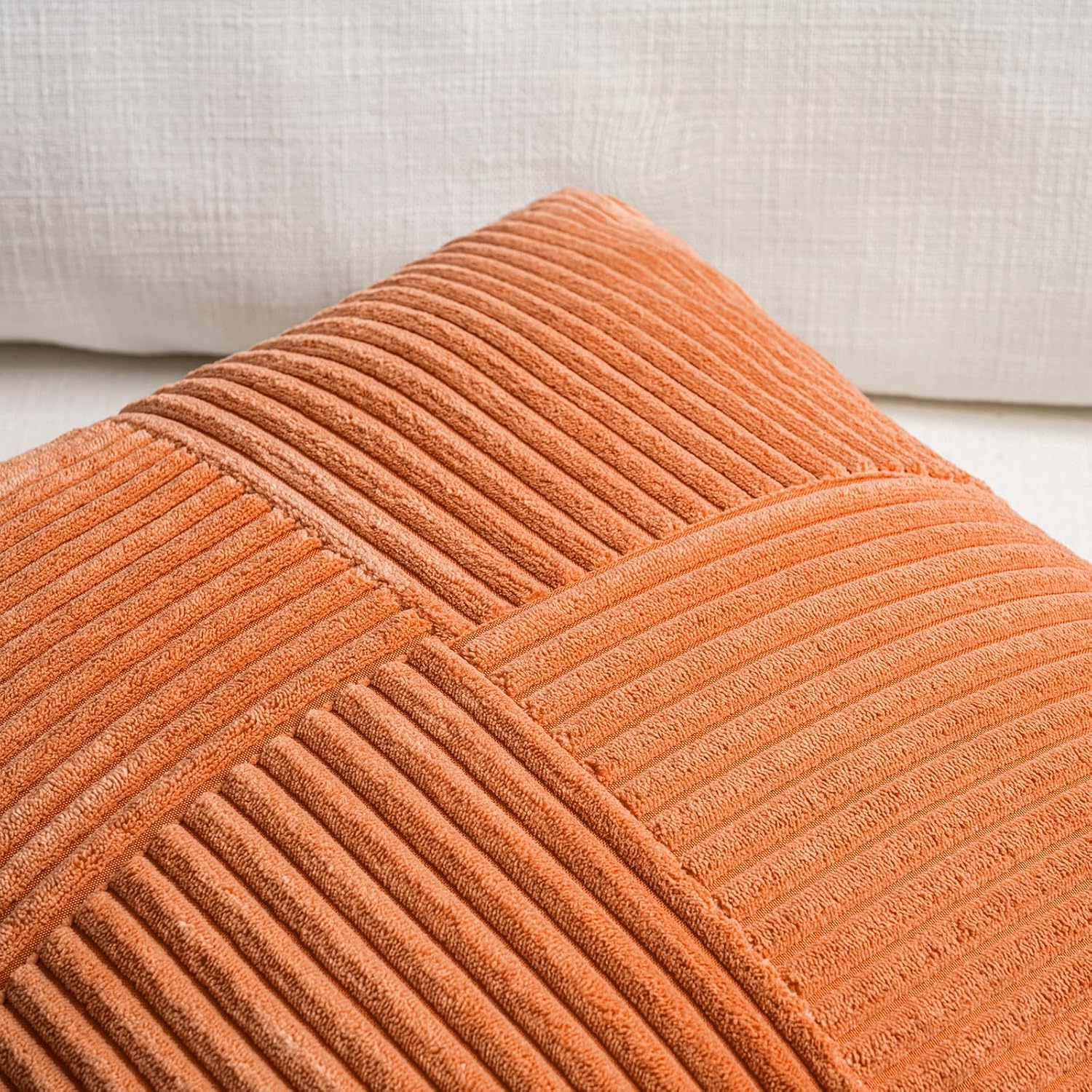 Fancy Homi – 2 fundas decorativas para cojín cuadrado y grande de pana suave y diseño de retazos para sala y cama, decoración bohemia de casa de
