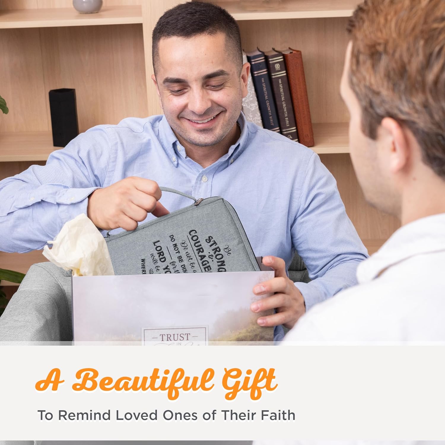 Funda de lona para hombres y mujeres con cremallera para Biblia o libro con asa.