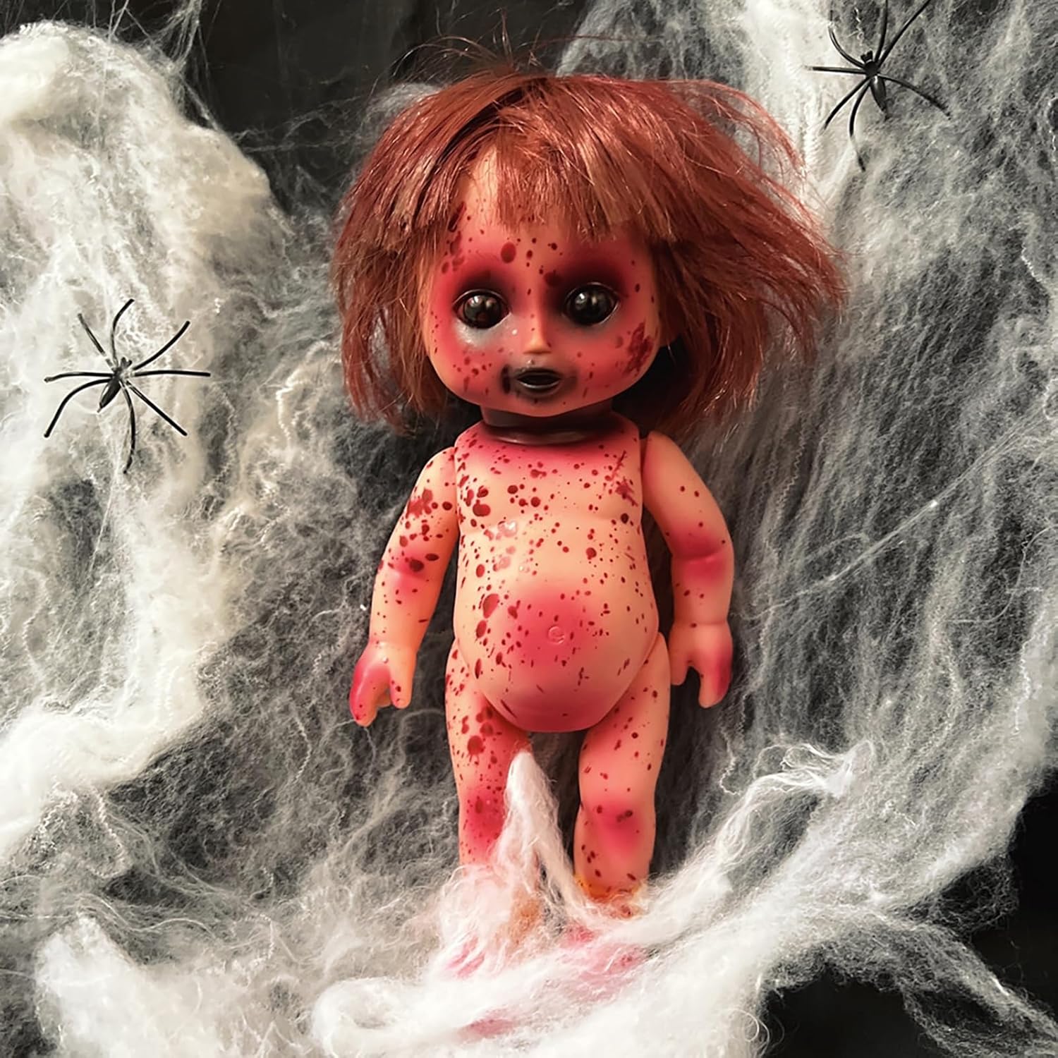 Muñeca de Halloween, espeluznante muñeca zombi de Halloween, juguete de decoración de terror de casa embrujada, juguete de decoración con sangre