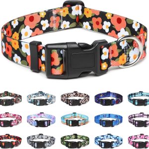 Suredoo Collar ajustable para perro con patrones, ultra cómodo, de nailon suave, transpirable, para perros pequeños, medianos y grandes (S, naranja Suredoo Collar ajustable para perro con patrones, ultra cómodo, de nailon suave, transpirable, para perros pequeños, medianos y grandes (S, naranja