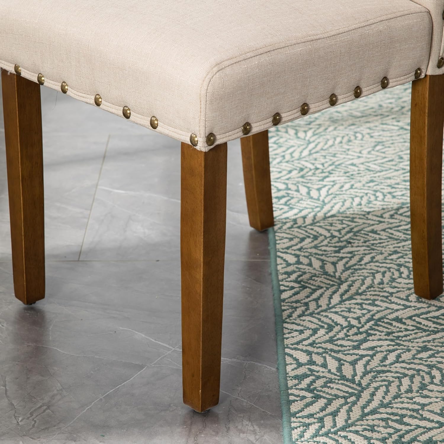 Parsons – Juego de sillas de comedor para cocina, moderno, tapizado, elegante, respaldo alto con ribete de cabeza de clavo de bronce