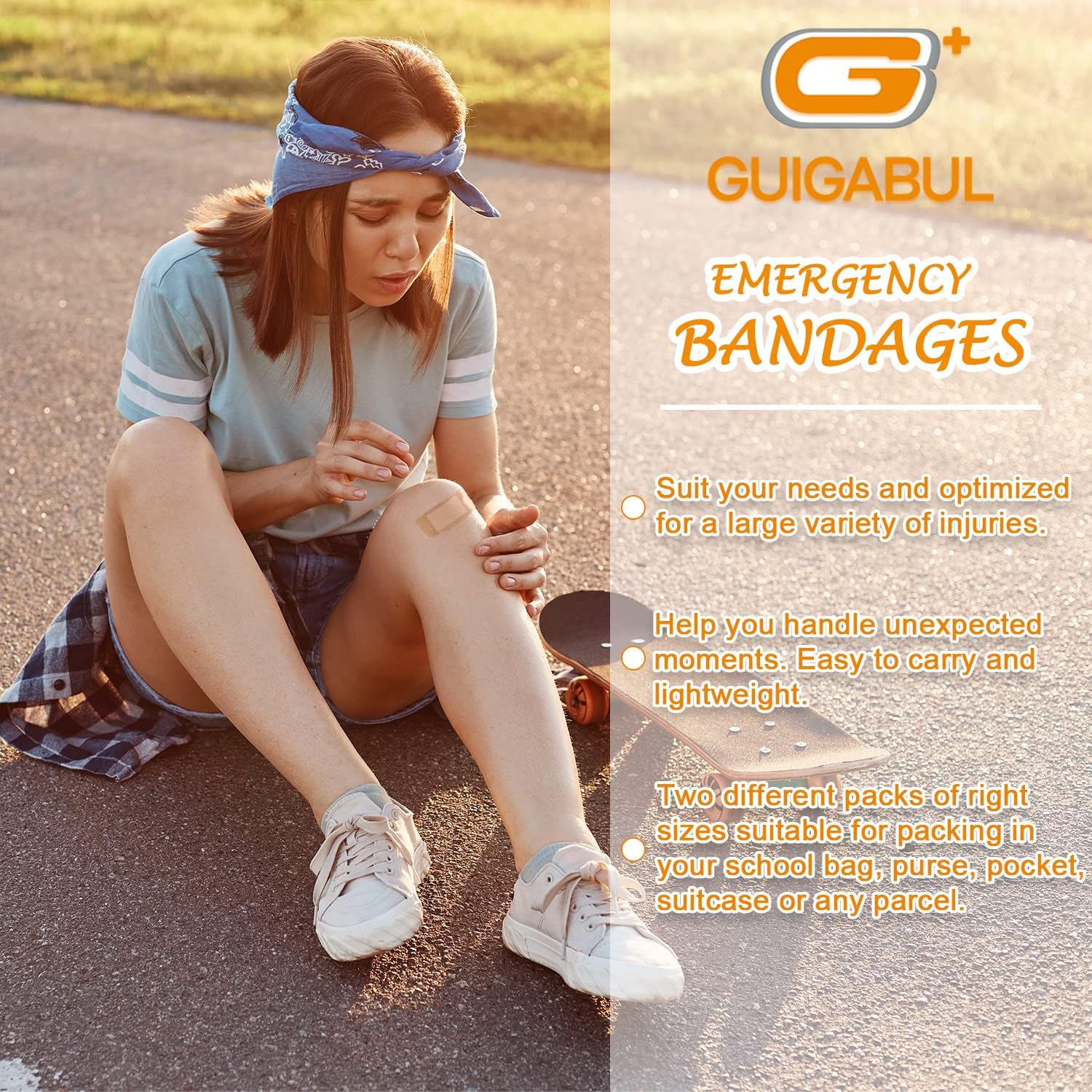 Silicone Adhesive Bandages for Sensitive Fragile Skin Various Sizes – Latex Free Bandaids for Kids and Elderly by G+ GUIGABUL 50 ct (0.75″x3″) + 20