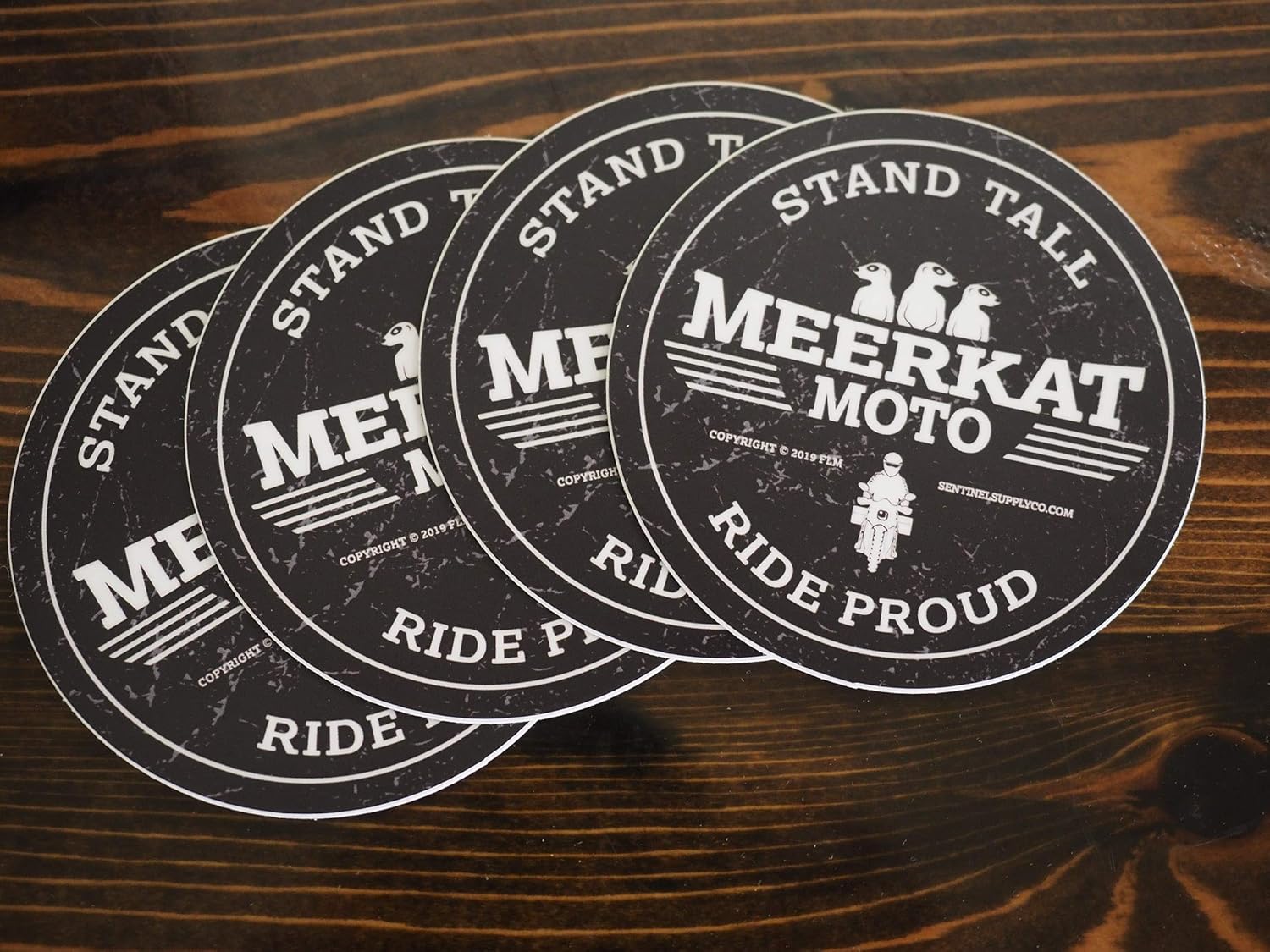 Meerkat Moto ADV Motorcyle Round Sticker, 3″ Circle  Vinyl Decal for Adventure, Overland, Offroad Bikes