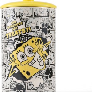 “Did Somebody Say Treats” – Tarro de cerámica para perros de 10 x 5 con tapa, apto para lavavajillas, Bob Esponja, cilindro amarillo para “Did Somebody Say Treats” – Tarro de cerámica para perros de 10 x 5 con tapa, apto para lavavajillas, Bob Esponja, cilindro amarillo para