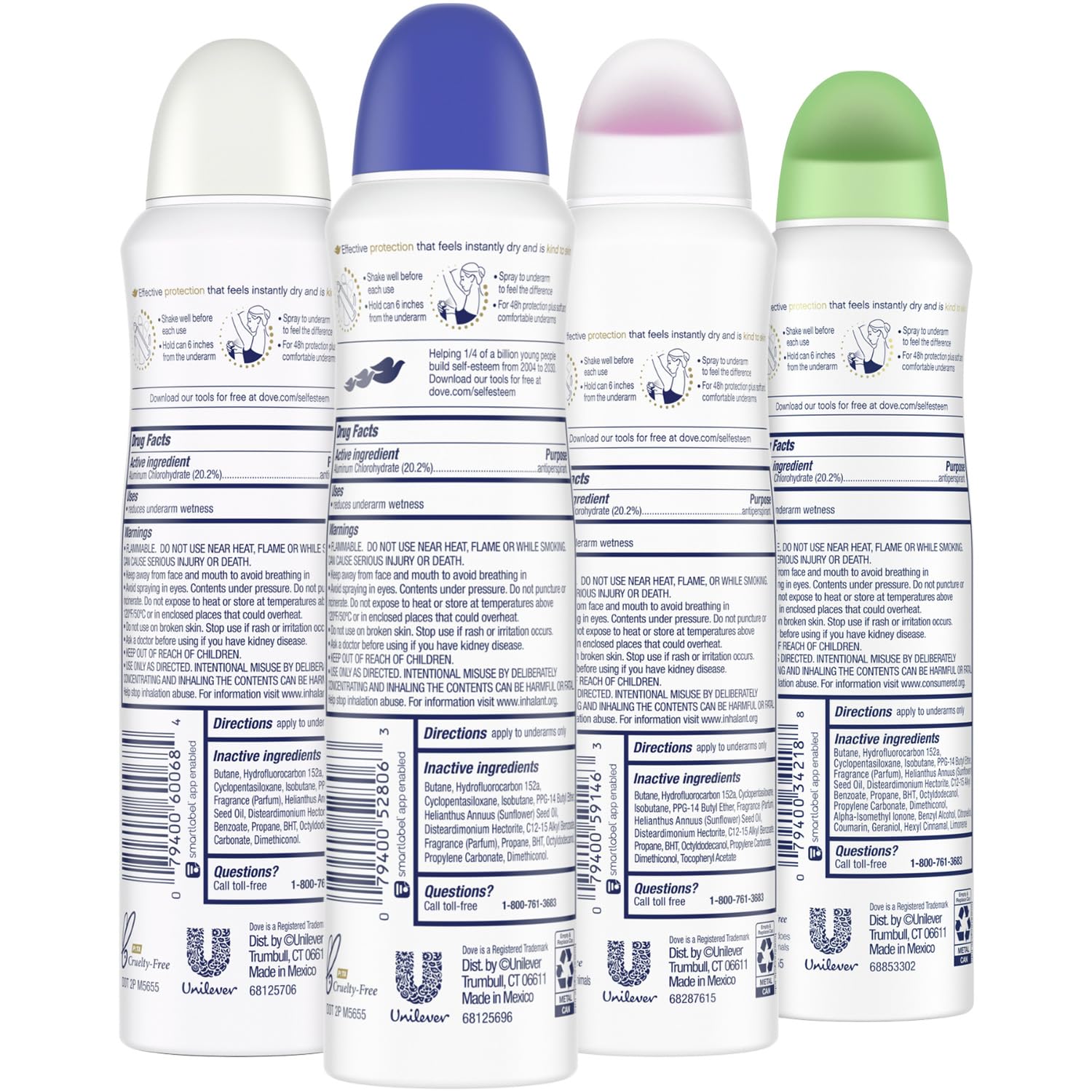Dove Dove – Juego de desodorantes  Desodorante de cuidado avanzado para mujeres, desodorante antitranspirante en aerosol, protección de 48 horas con