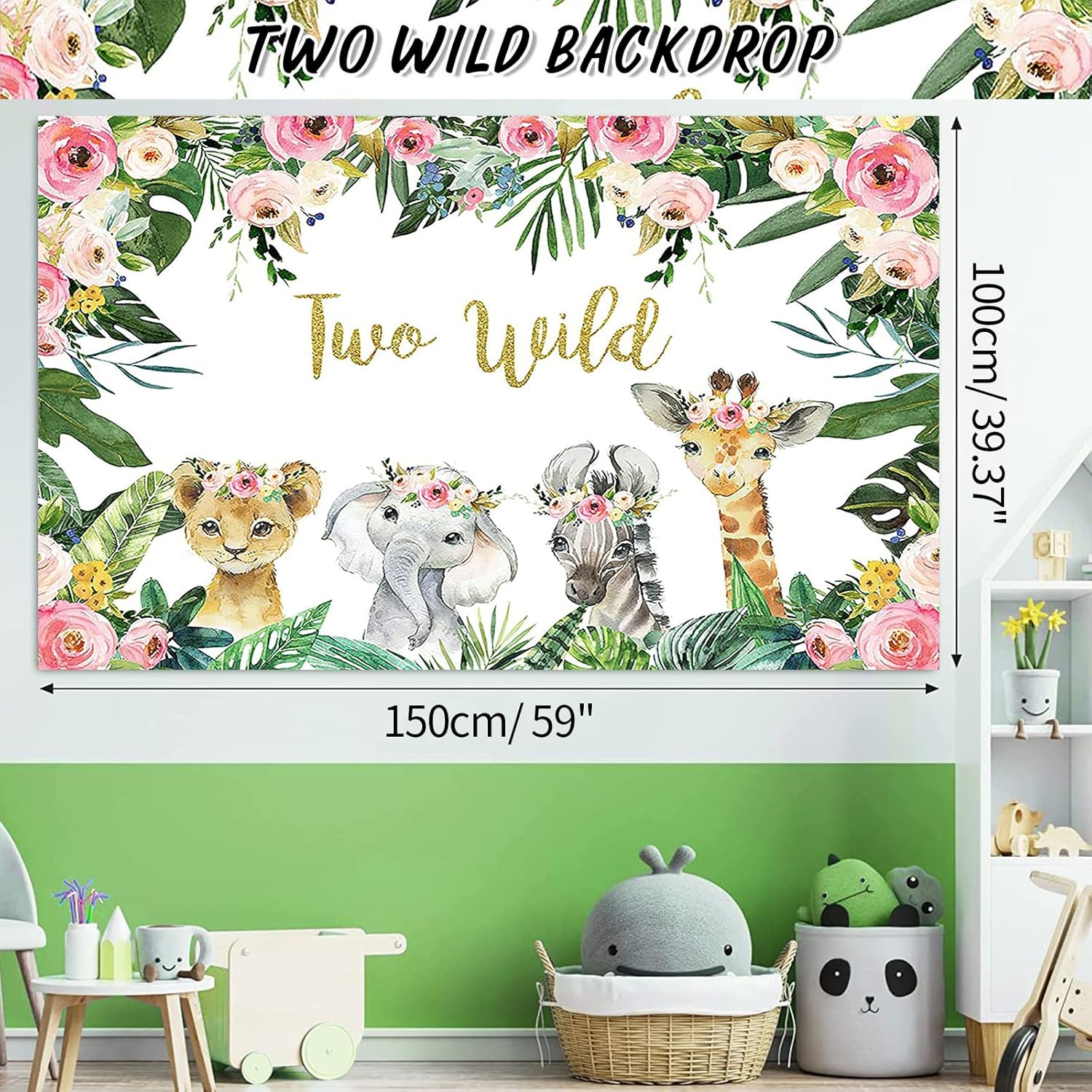 Dos decoraciones de cumpleaños salvajes para niñas 150 piezas de suministros para fiesta de segundo cumpleaños, arco de globos de safari en la