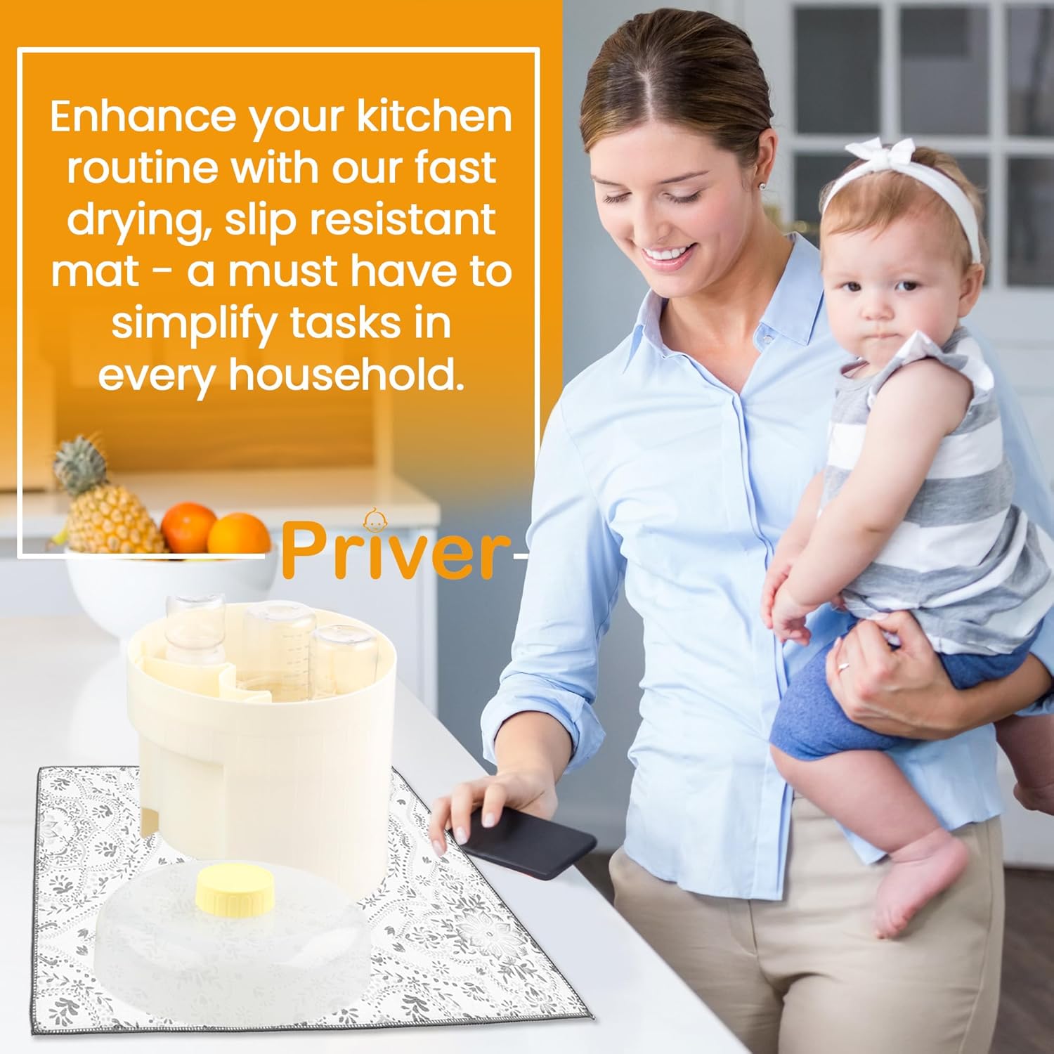 Priver Tapete reversible de microfibra absorbente para secado de platos, tapete grande para encimera de cocina para secado rápido de platos,