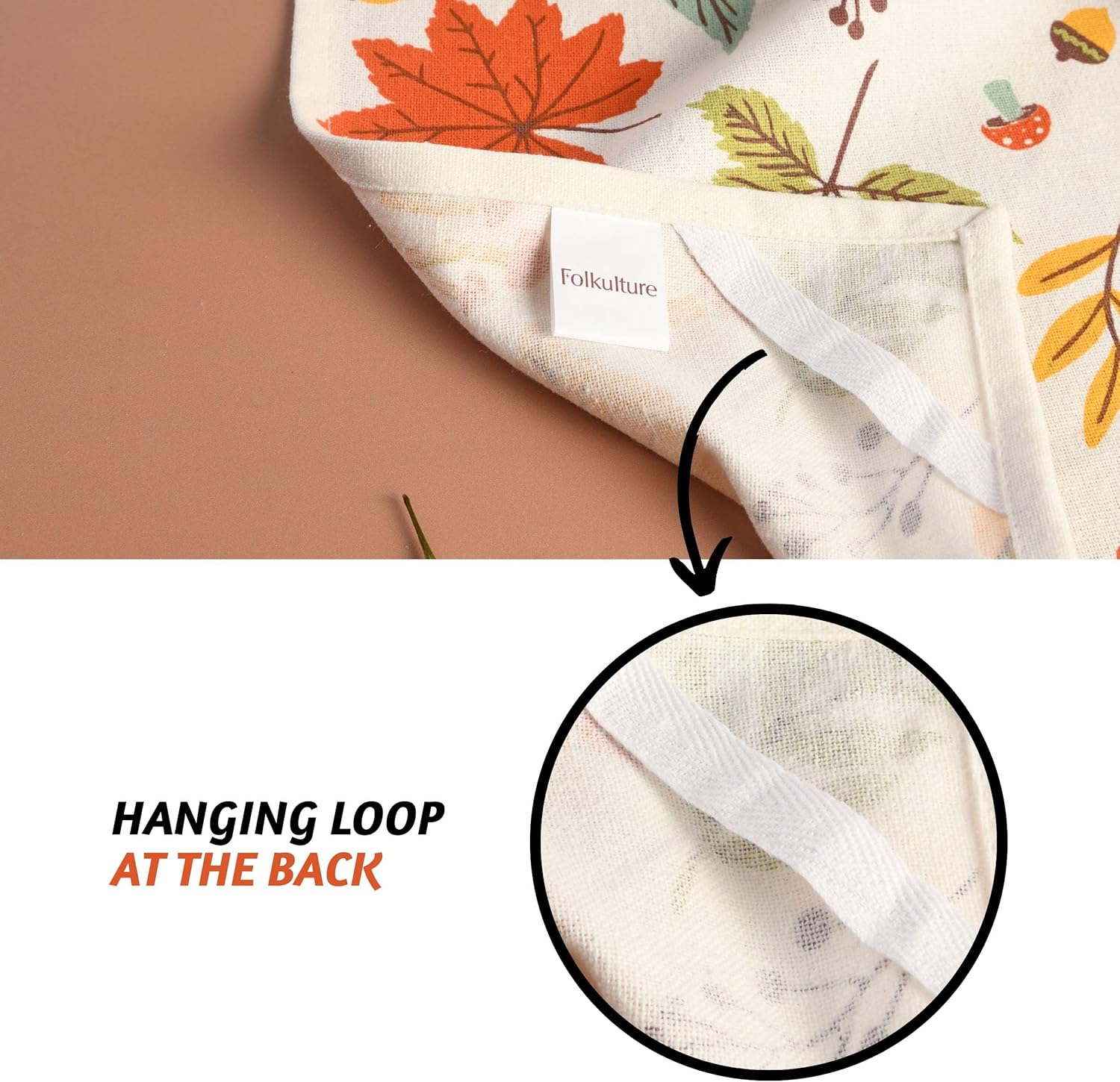 Folkulture – Juego de 3 toallas de cocina de otoño, 20 x 26 pulgadas, toallas de cocina con lazo para colgar, bonita toalla de mano de cocina para