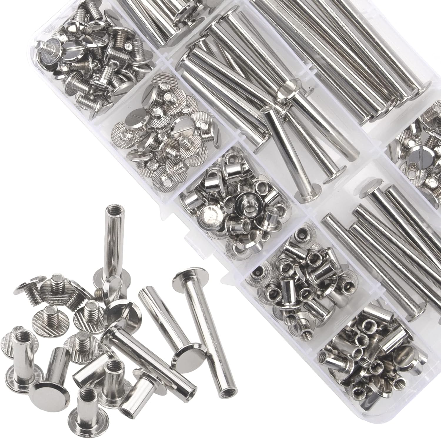 Rrina 204 piezas M5 Chicago Tornillos de encuadernación Stud Posts Remache Botón Surtido Kit para DIY Scrapbook Photo Álbumes de Fotos
