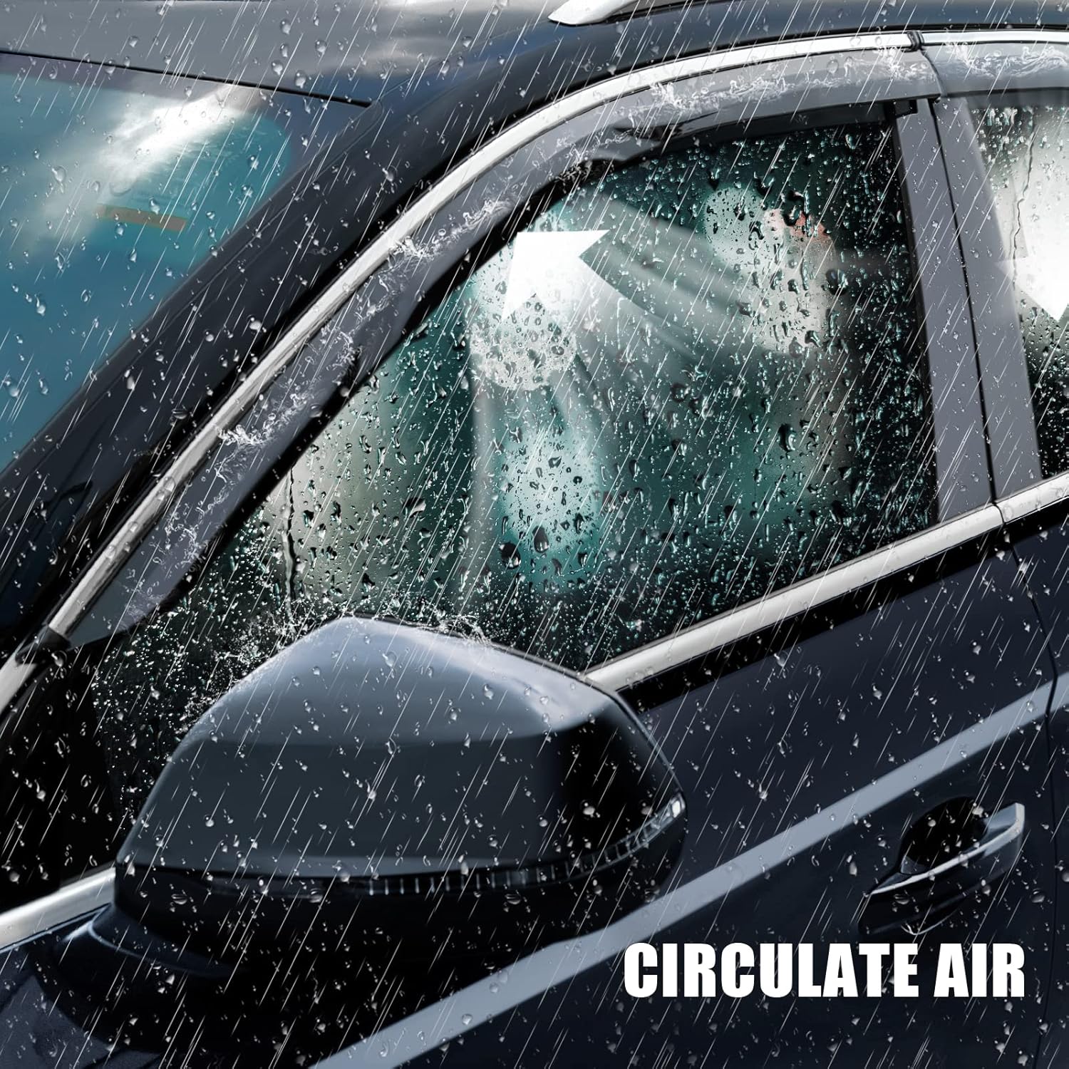 Arokzn 4 deflectores de protección contra la lluvia para ventana lateral con cinta adhesiva diseñados para Buick Envision 2021-2023, protector de