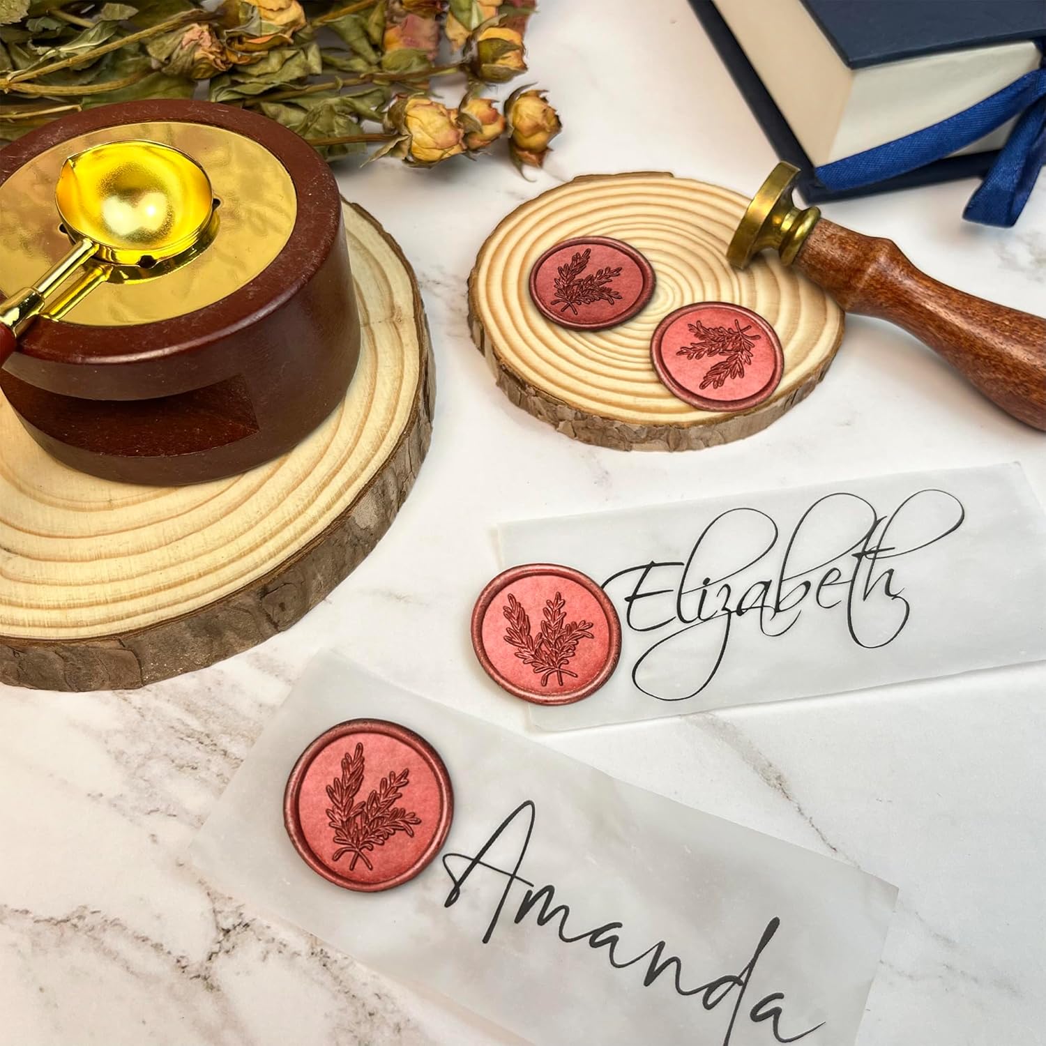 25 calcomanías para sellos de cera, hechas a mano, autoadhesivas, para invitaciones de bodas, sobres, envoltura de regalo, Navidad (estilo romero,