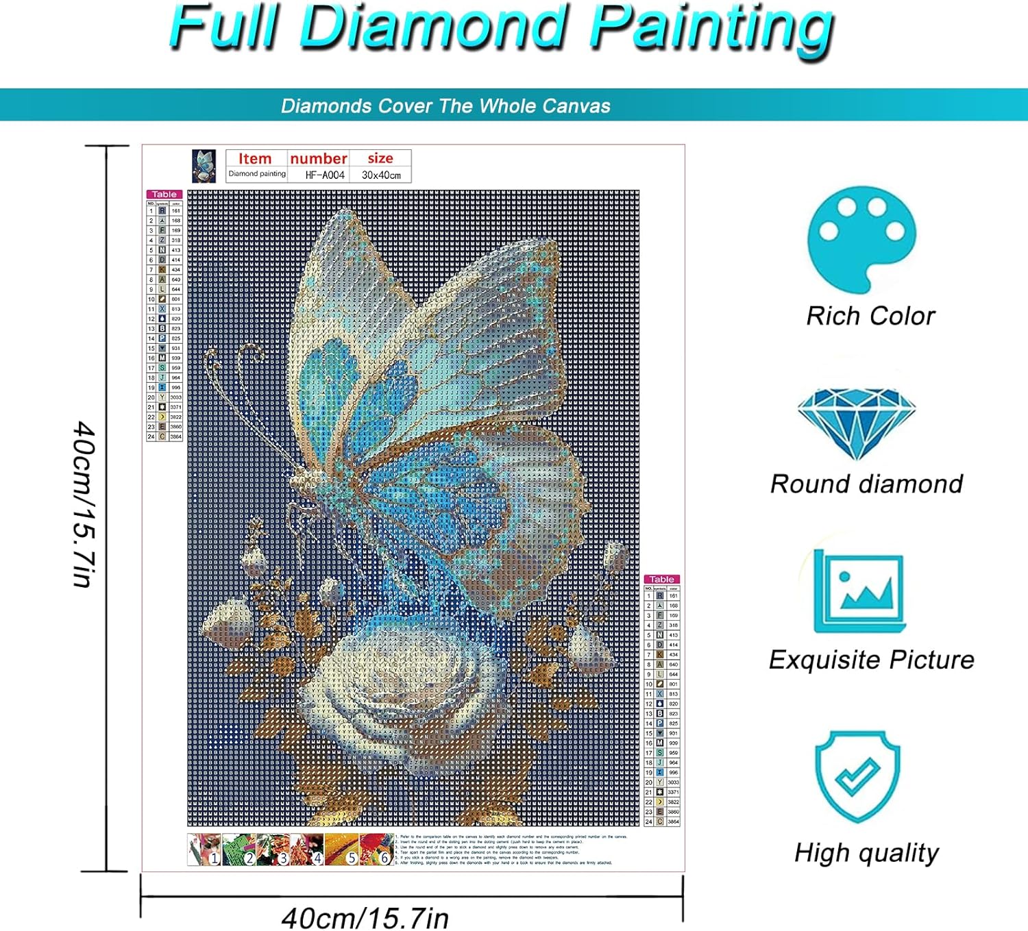hill froeistung Kits de pintura de diamante 5D para adultos, kits de arte de diamantes de flores para adultos, niños principiantes, mariposas
