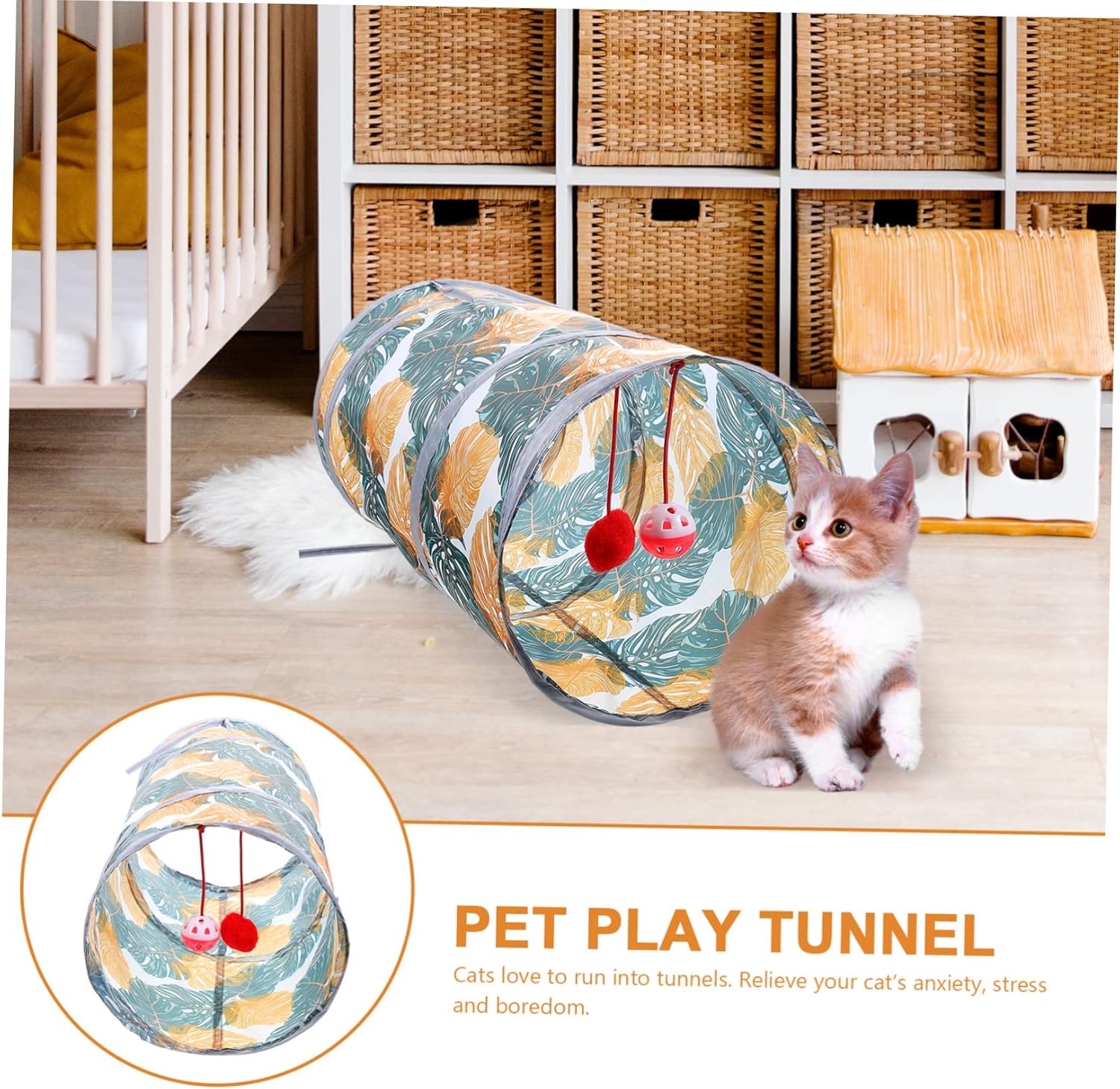 POPETPOP 3 piezas de túnel de mascotas plegable para gatos, juguetes interactivos para gatos, túnel de cama, accesorios de conejo para conejos,