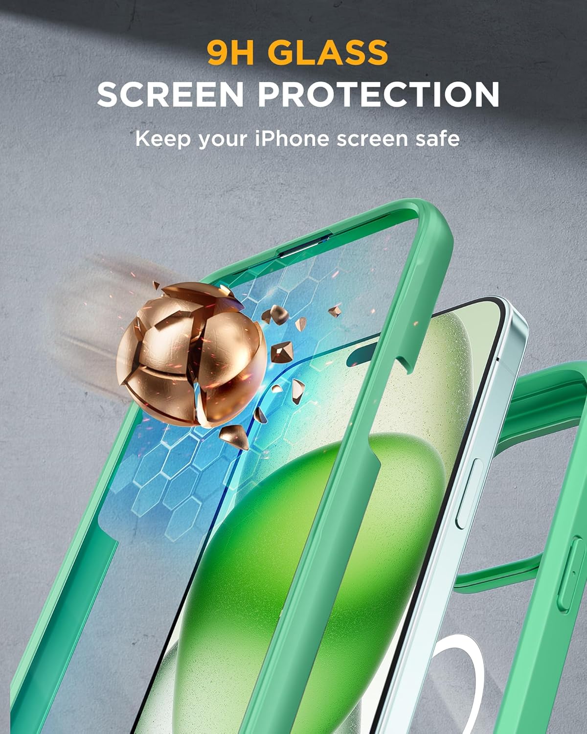 Miracase Glass Series – Funda para iPhone 15 compatible con MagSafe Funda magnética de cuerpo completo con protector de pantalla integrado de vidrio