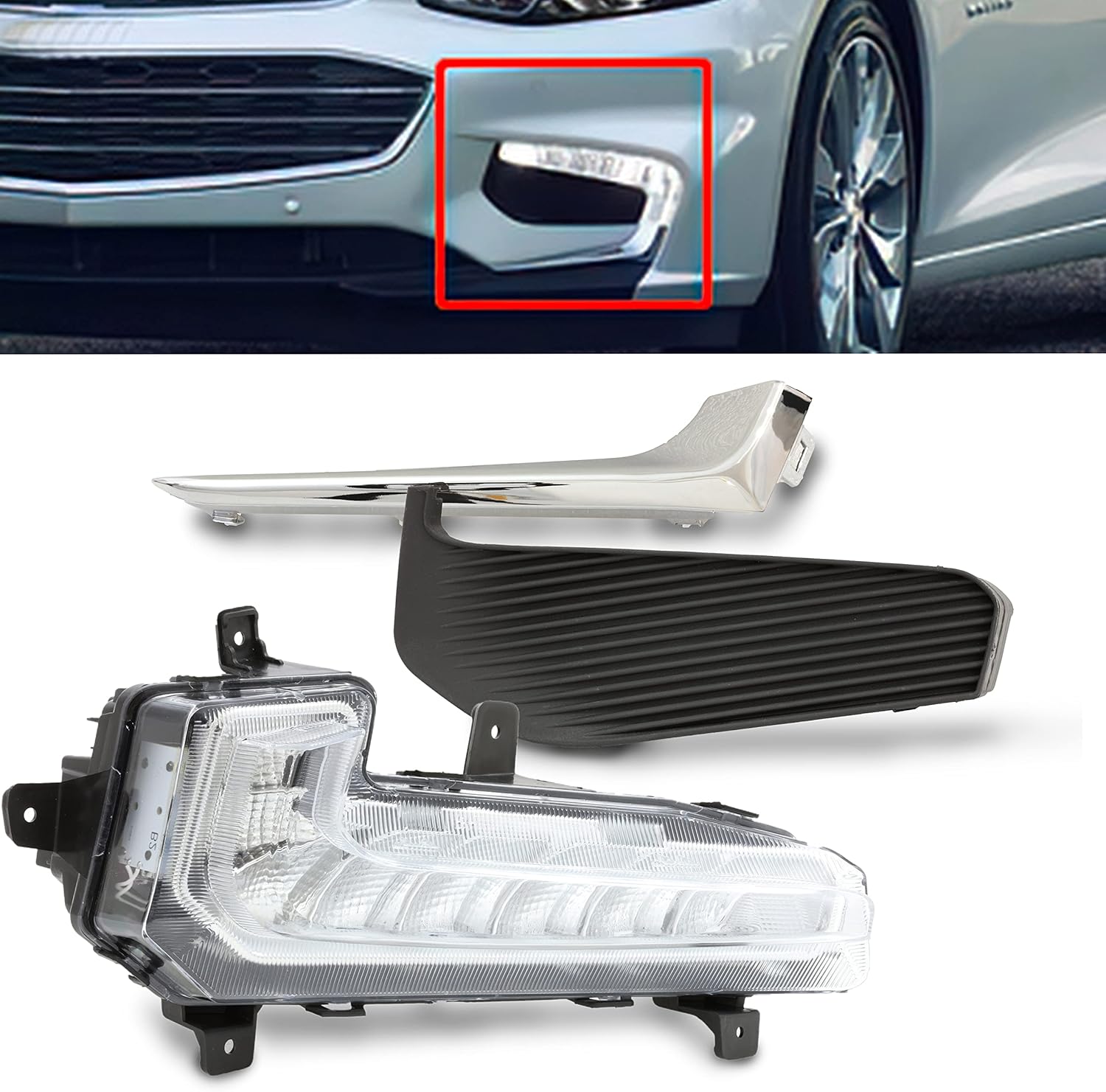 LED luz diurna conducción lámpara Wparachoques parte izquierda para Chevy Malibu 2016 2017 2018