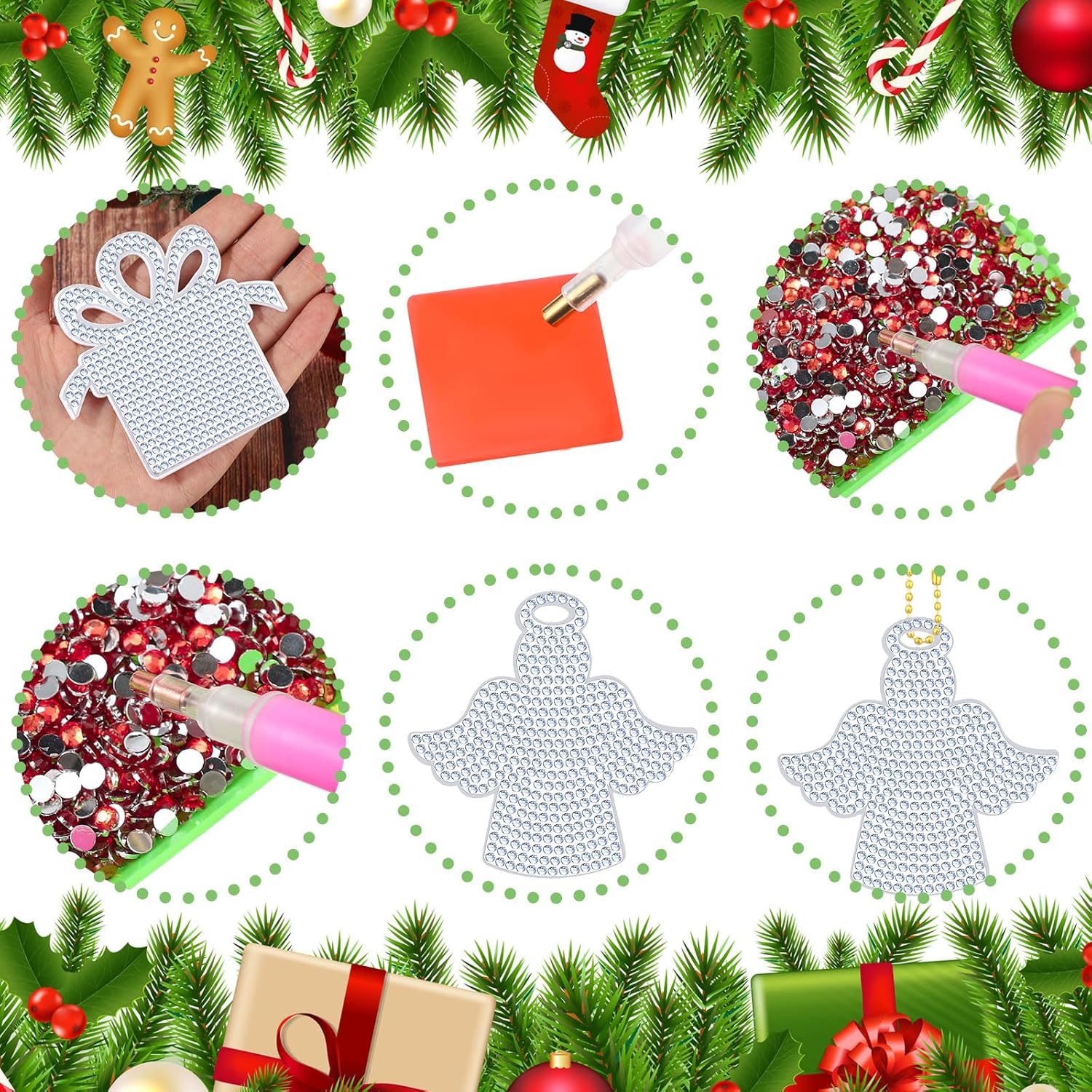15 piezas de llavero de pintura de diamante de Navidad adornos de pintura de diamantes 5D DIY llavero de pintura de diamantes de Navidad adornos de