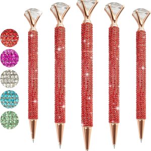 5 bolígrafos grandes de diamantes de cristal, bolígrafo brillante de tinta negra, lindo bolígrafo de diamantes de imitación con diamante para 5 bolígrafos grandes de diamantes de cristal, bolígrafo brillante de tinta negra, lindo bolígrafo de diamantes de imitación con diamante para