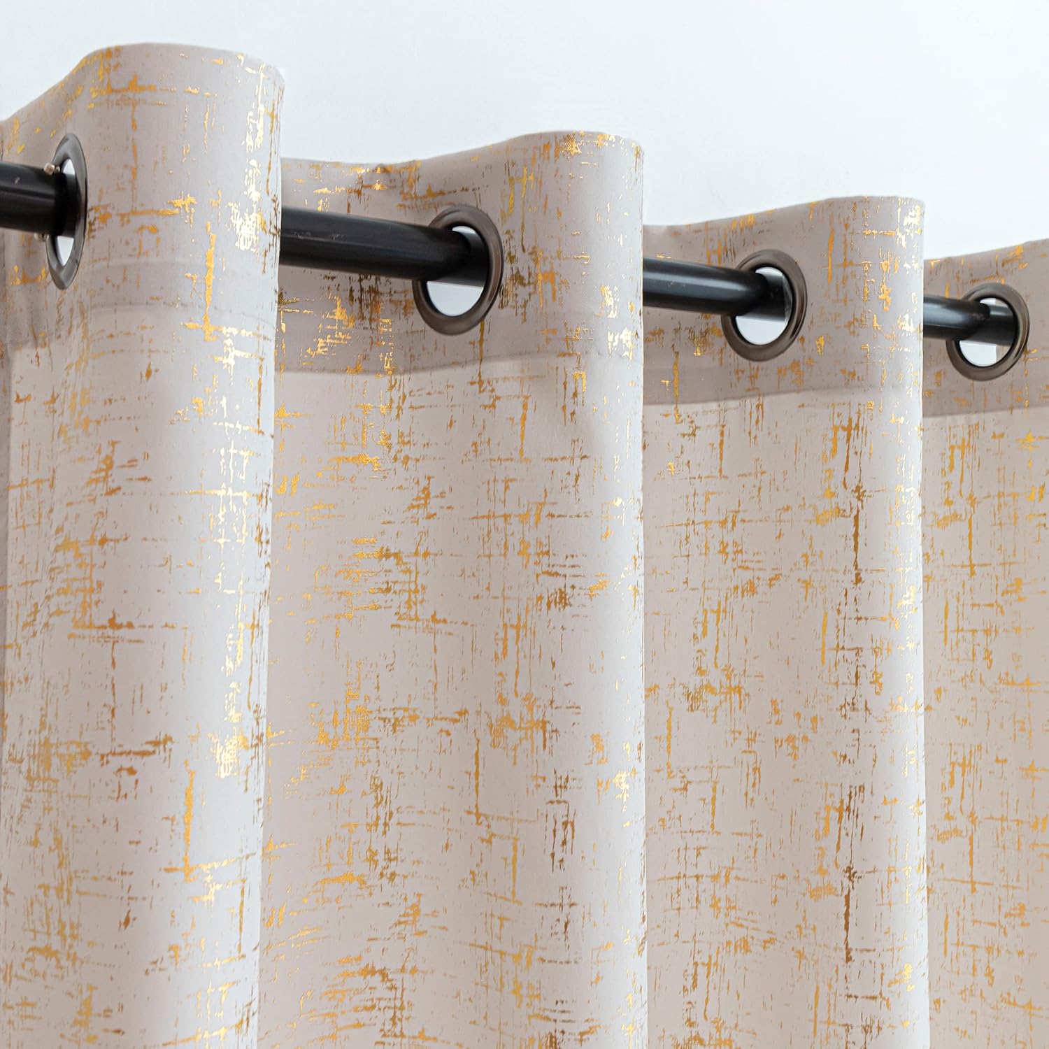 Taisier Home Cortinas de lino con textura para sala de estar, cortinas de oscurecimiento con puntos de aluminio para dormitorio, juego de 2 paneles